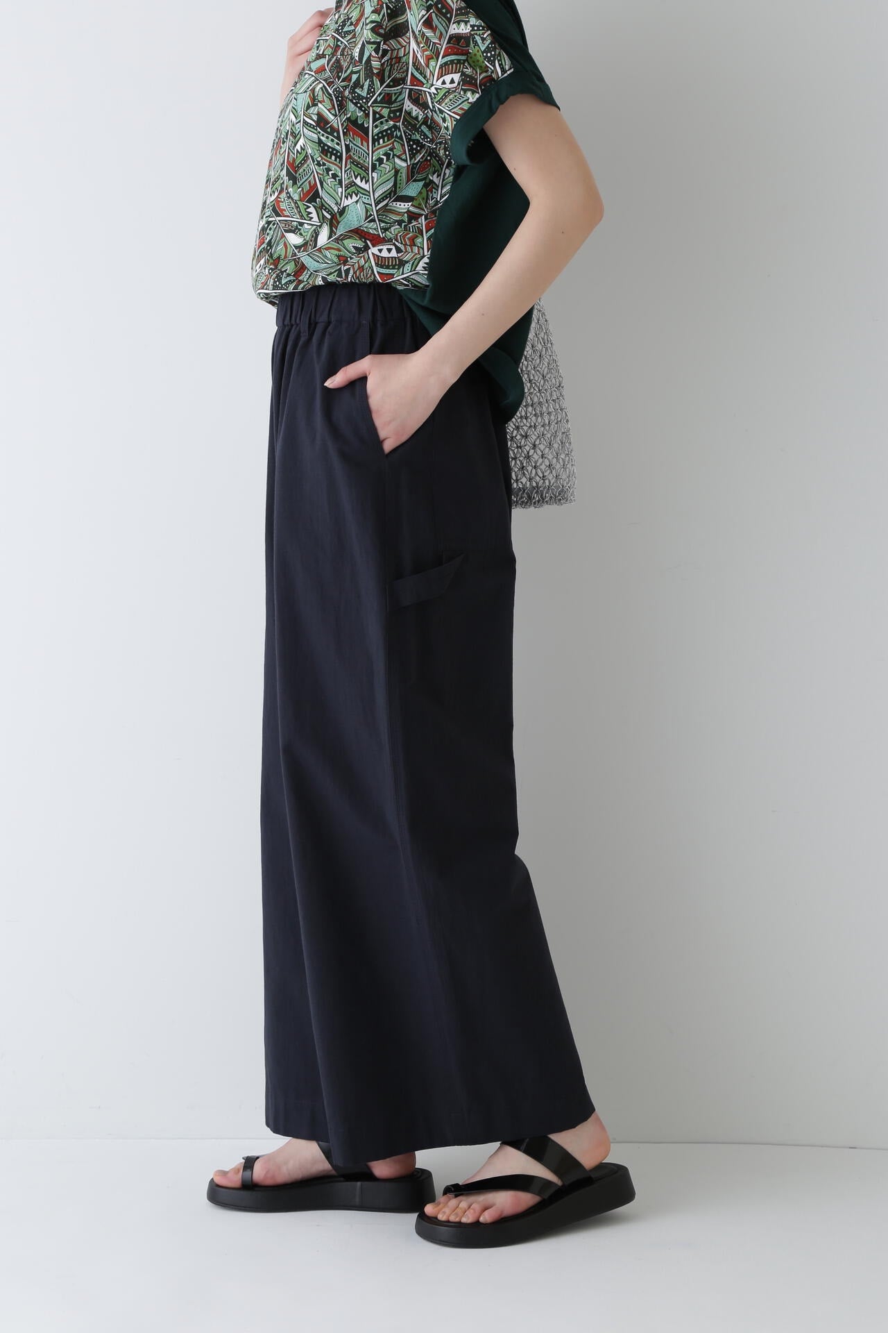 【WEB限定カラー】綿麻ウェザー近江晒ワイドパンツ