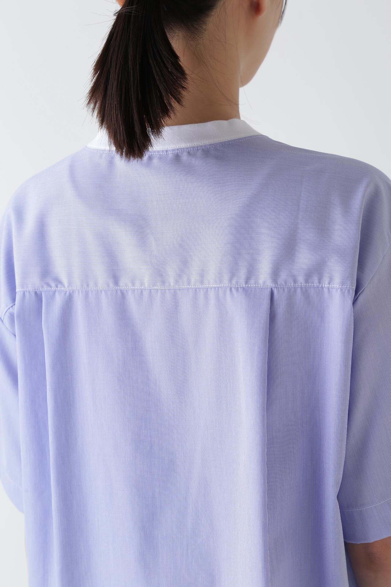 ストライプ布帛コンビTシャツ