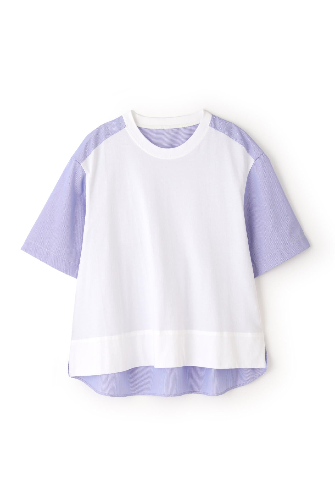 ストライプ布帛コンビTシャツ