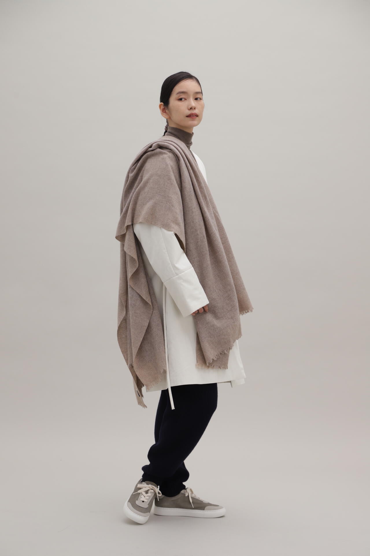 【OLUNATURALBASIC】カシミアパネル柄ストール