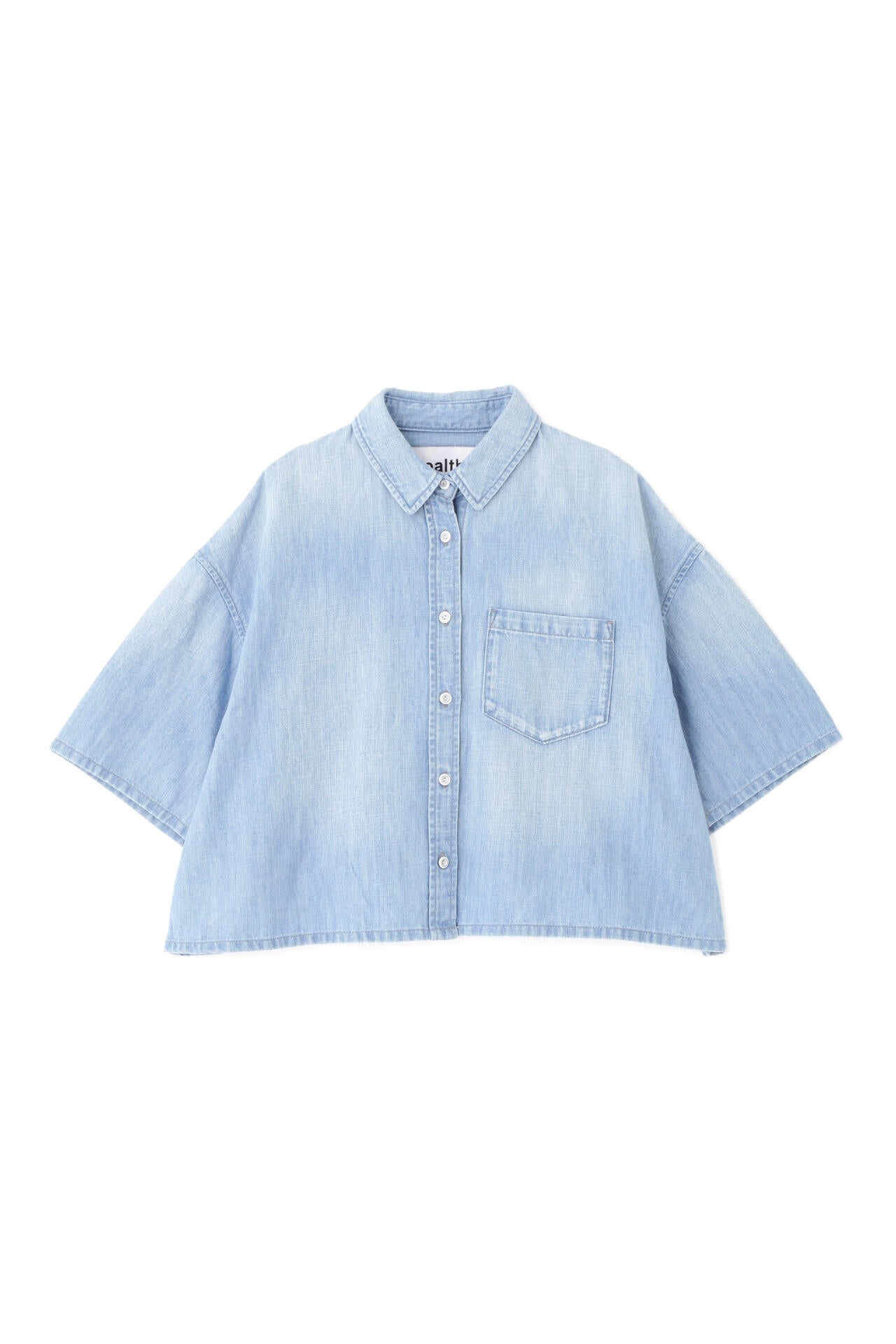 【Healthy DENIMコラボ】クロップド半袖デニムブラウス