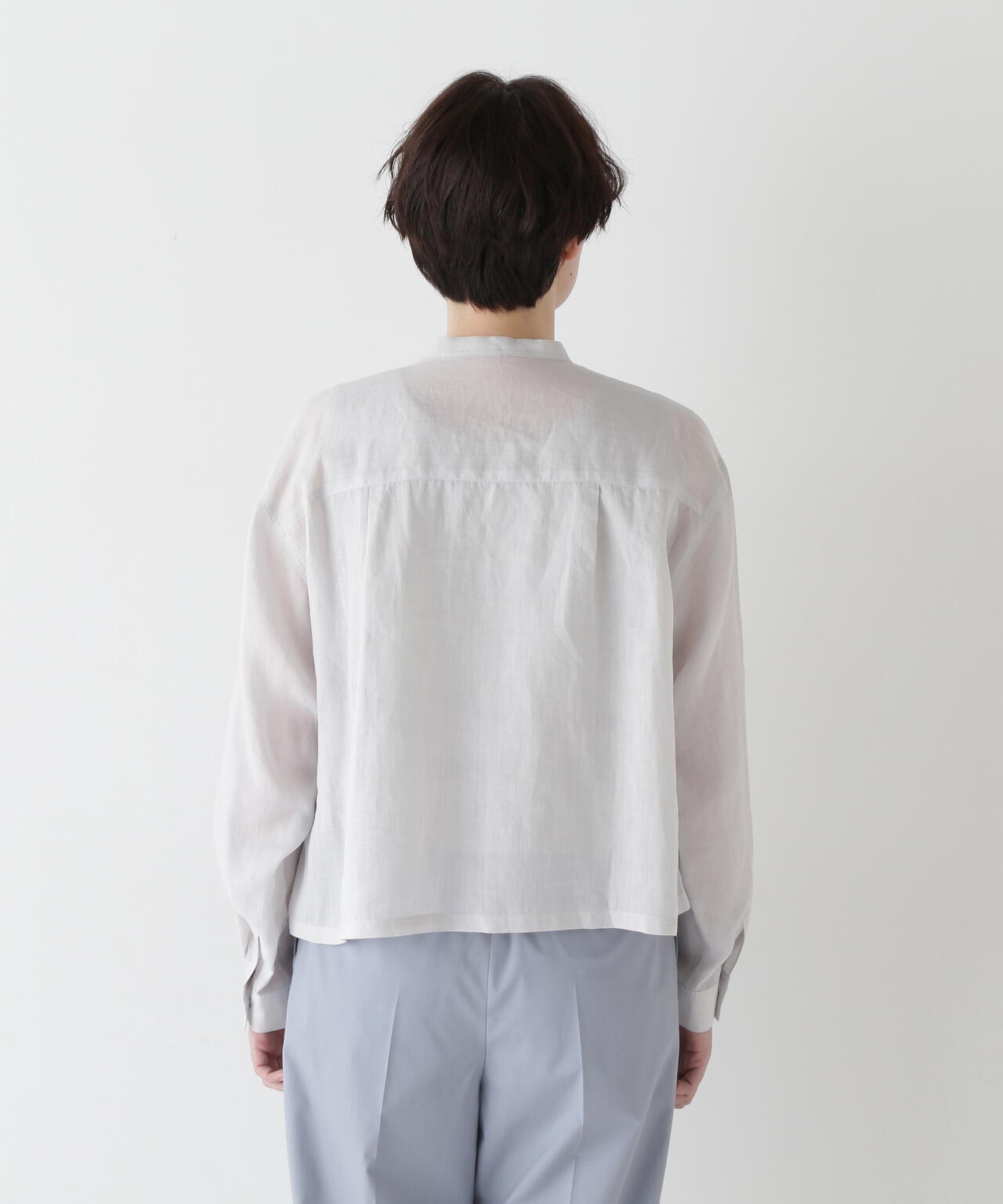 ラミーバンドカラーシャツブラウス