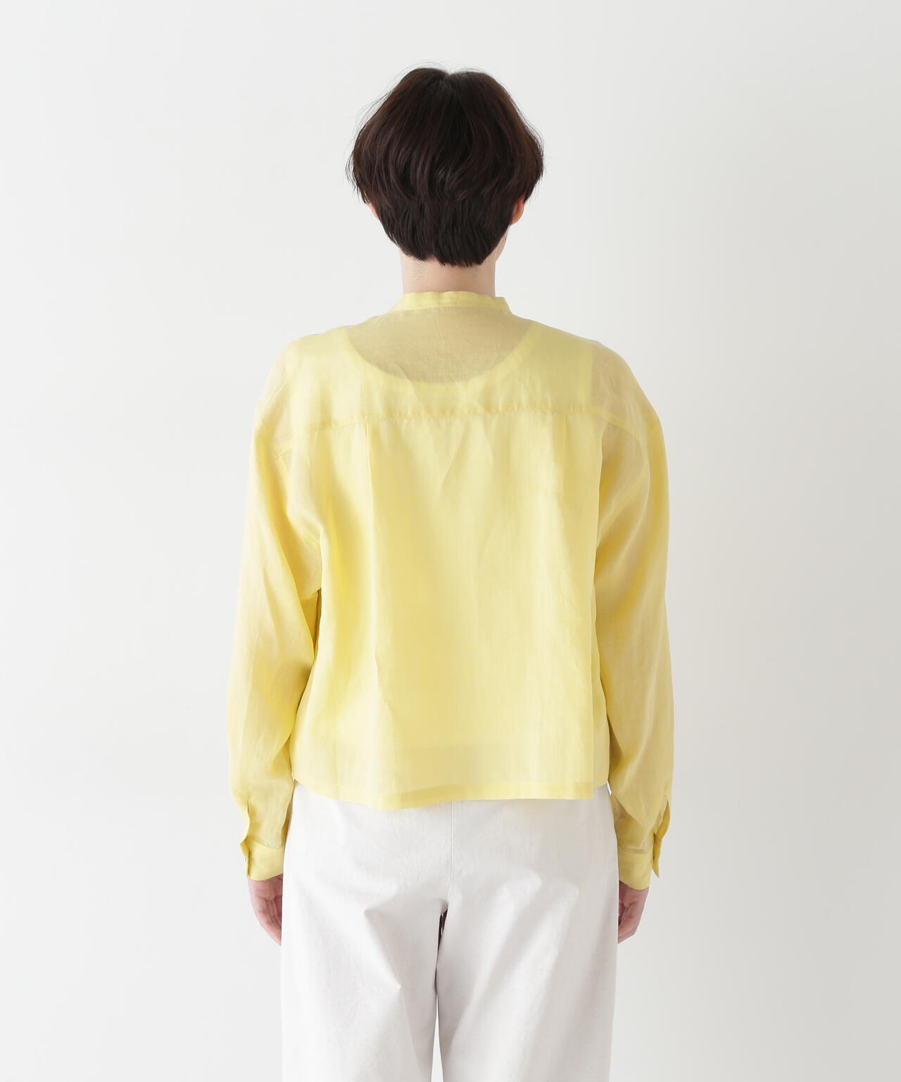 ラミーバンドカラーシャツブラウス