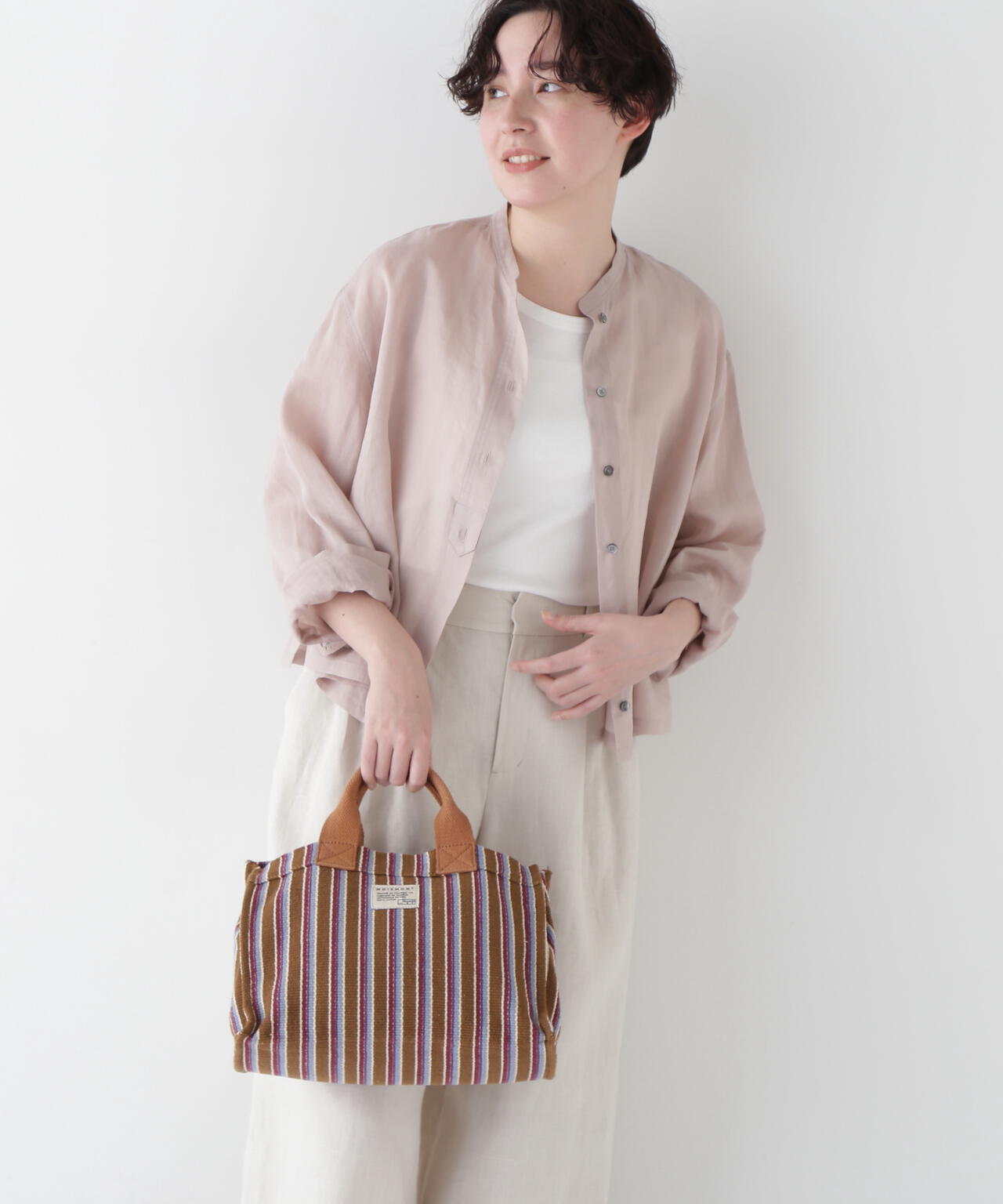 ラミーバンドカラーシャツブラウス