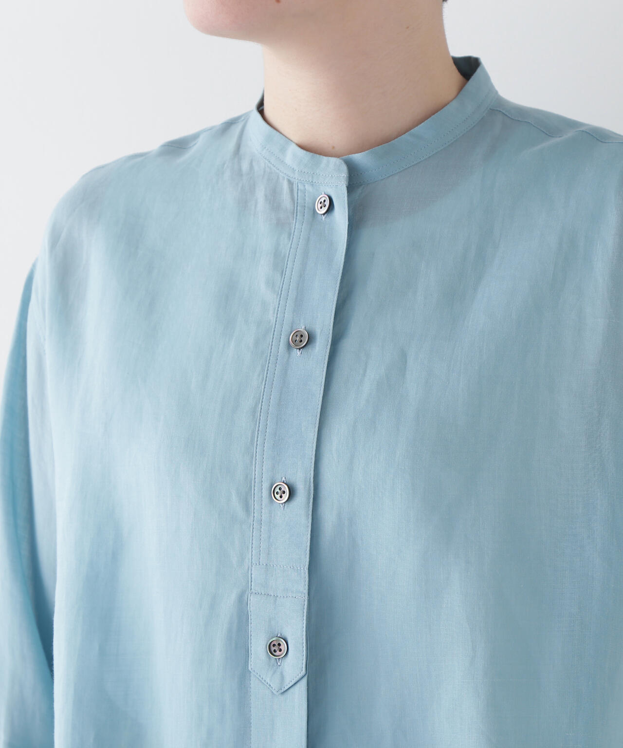 ラミーバンドカラーシャツブラウス