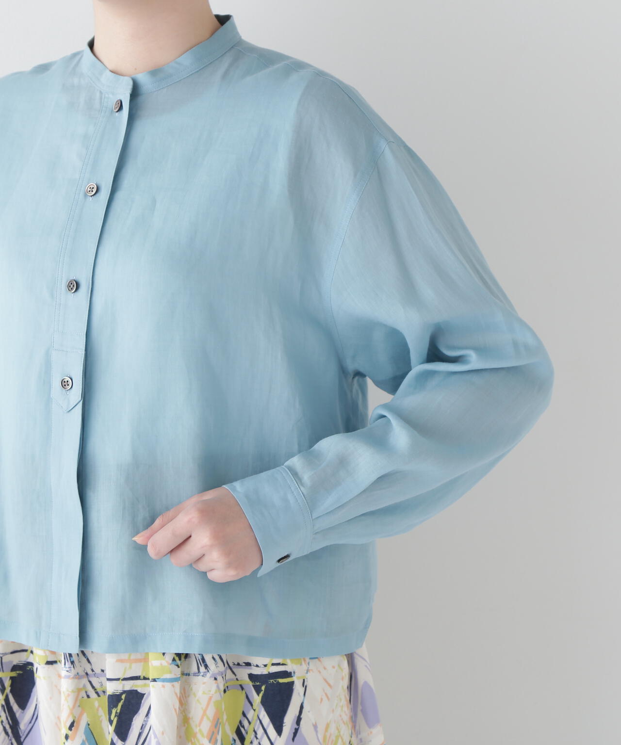 ラミーバンドカラーシャツブラウス