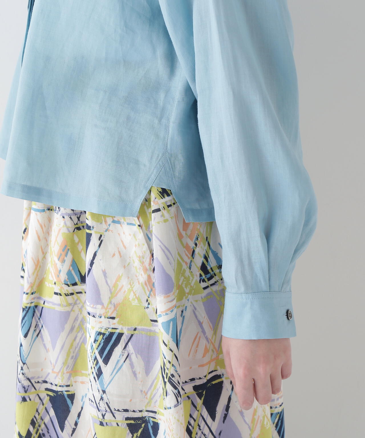 ラミーバンドカラーシャツブラウス