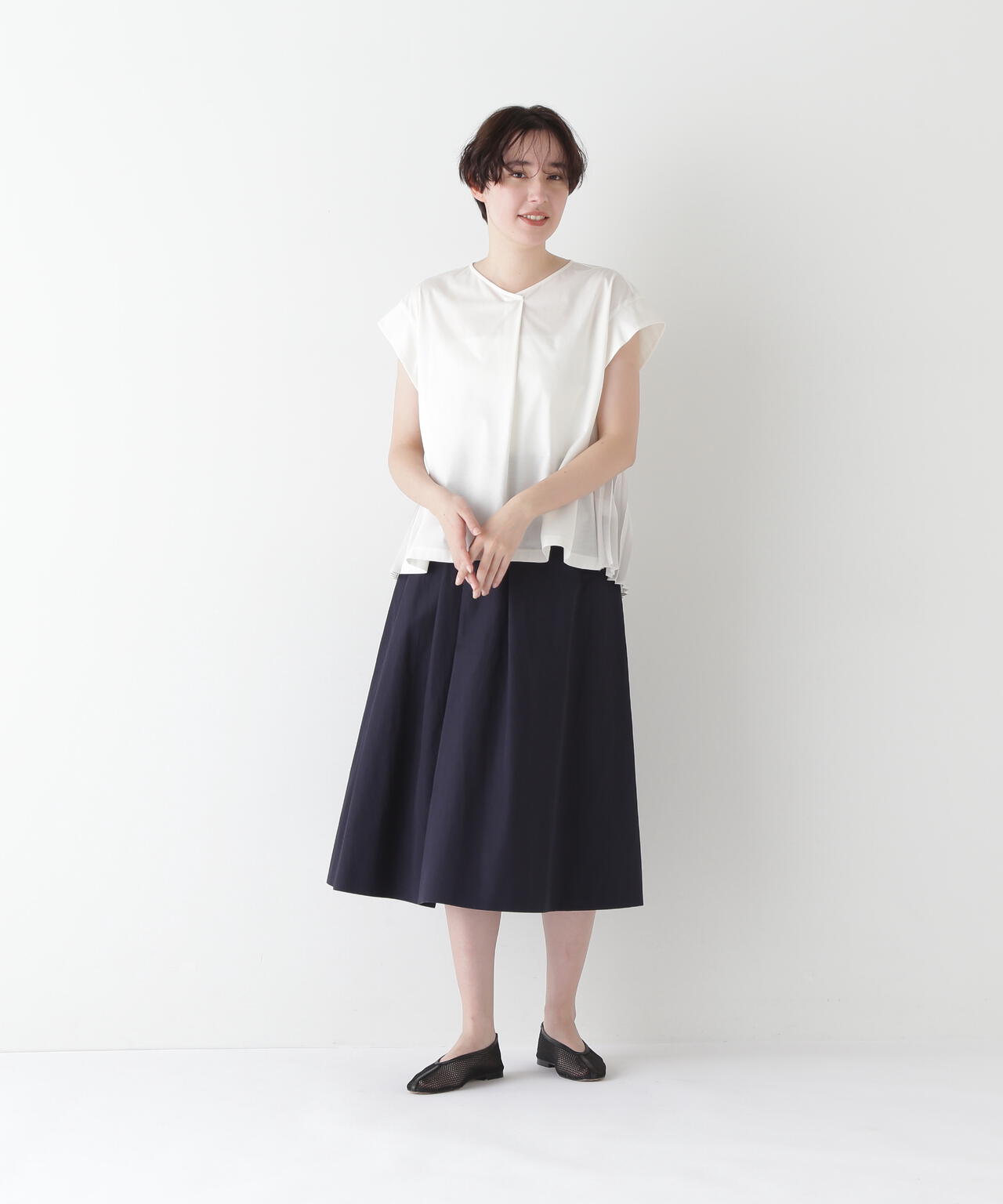 C/Lウェザーアシンメトリータックスカート