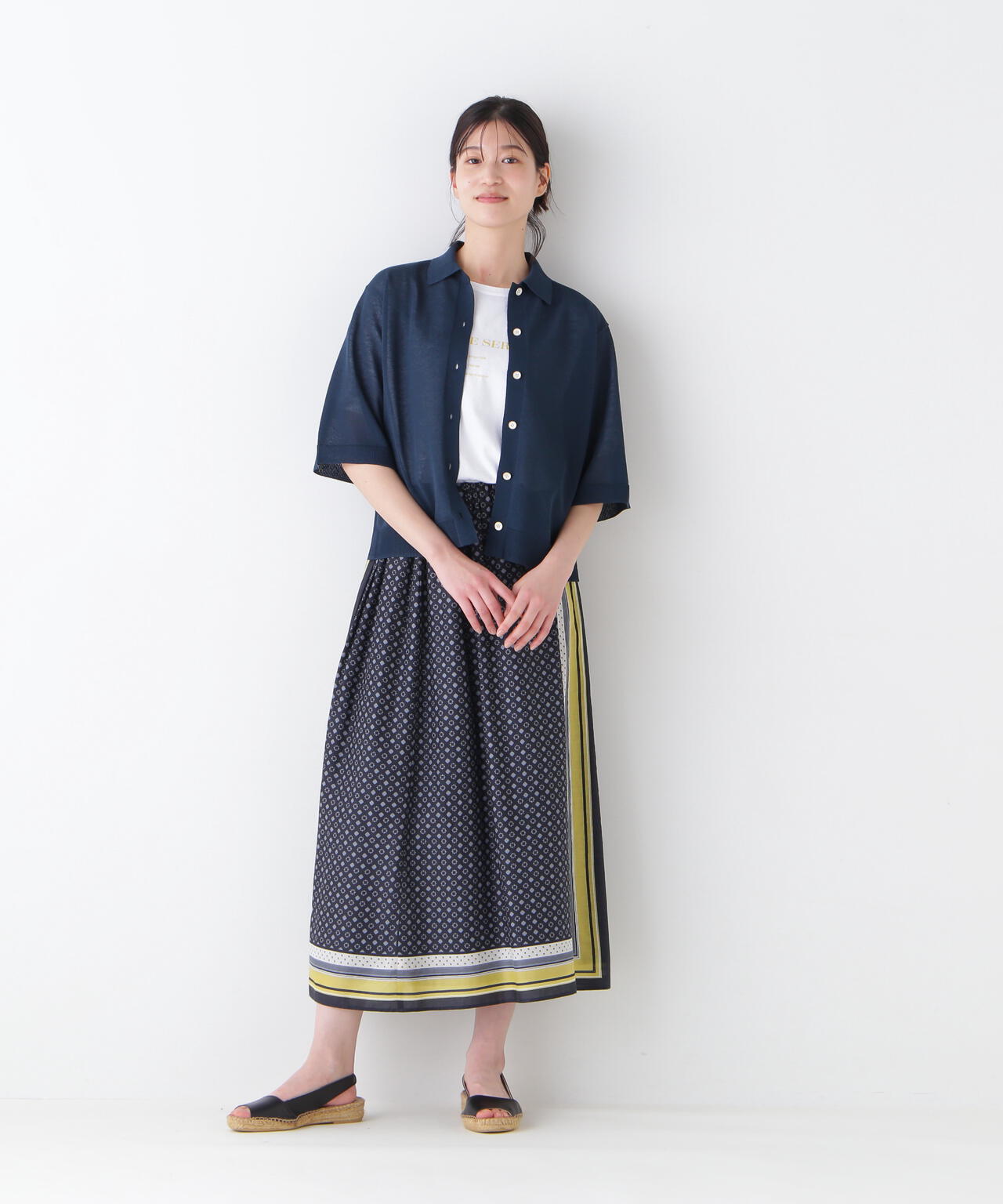 コットンセルロースパネル幾何プリントラップライクスカート