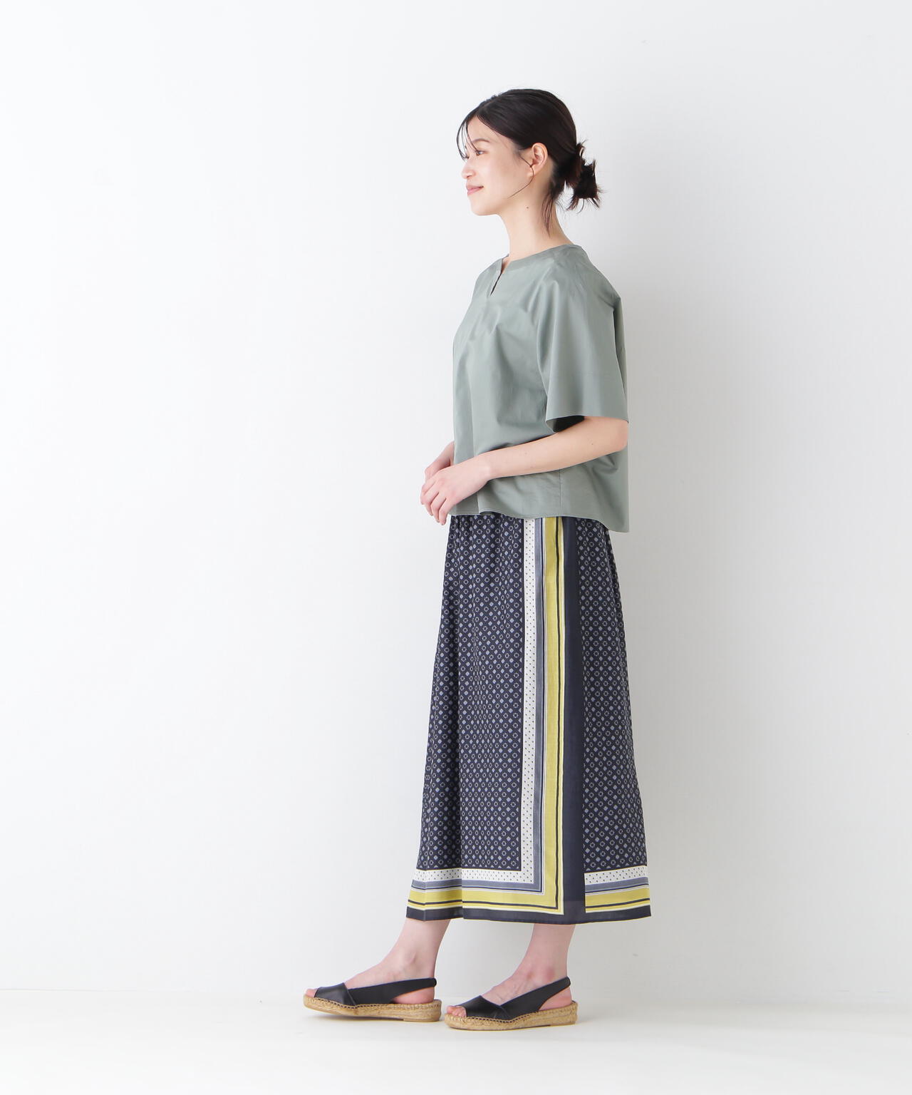 コットンセルロースパネル幾何プリントラップライクスカート