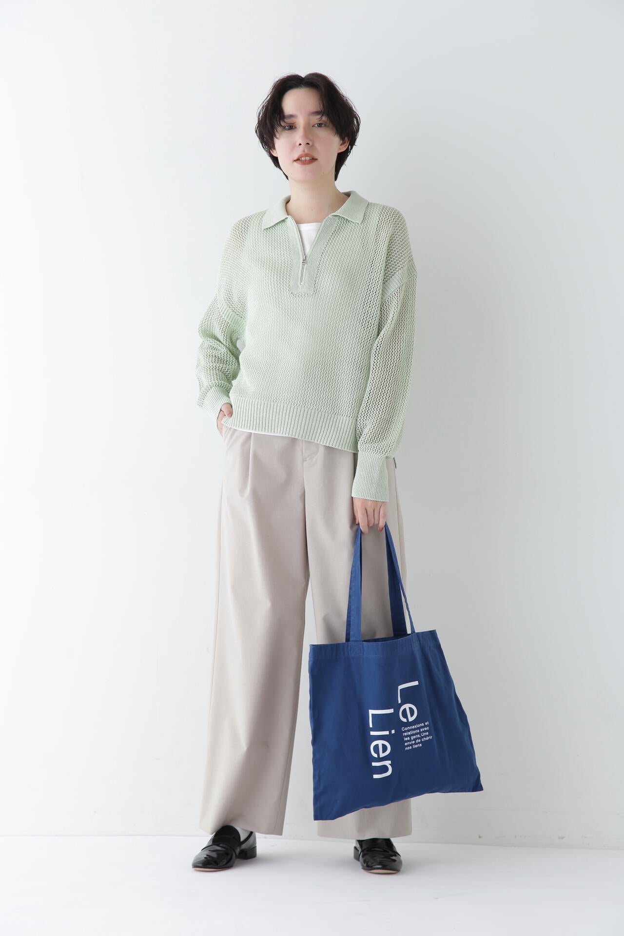 【WEB限定サイズ】Pレーヨン麻ポプリンマーベルトセミワイドパンツ