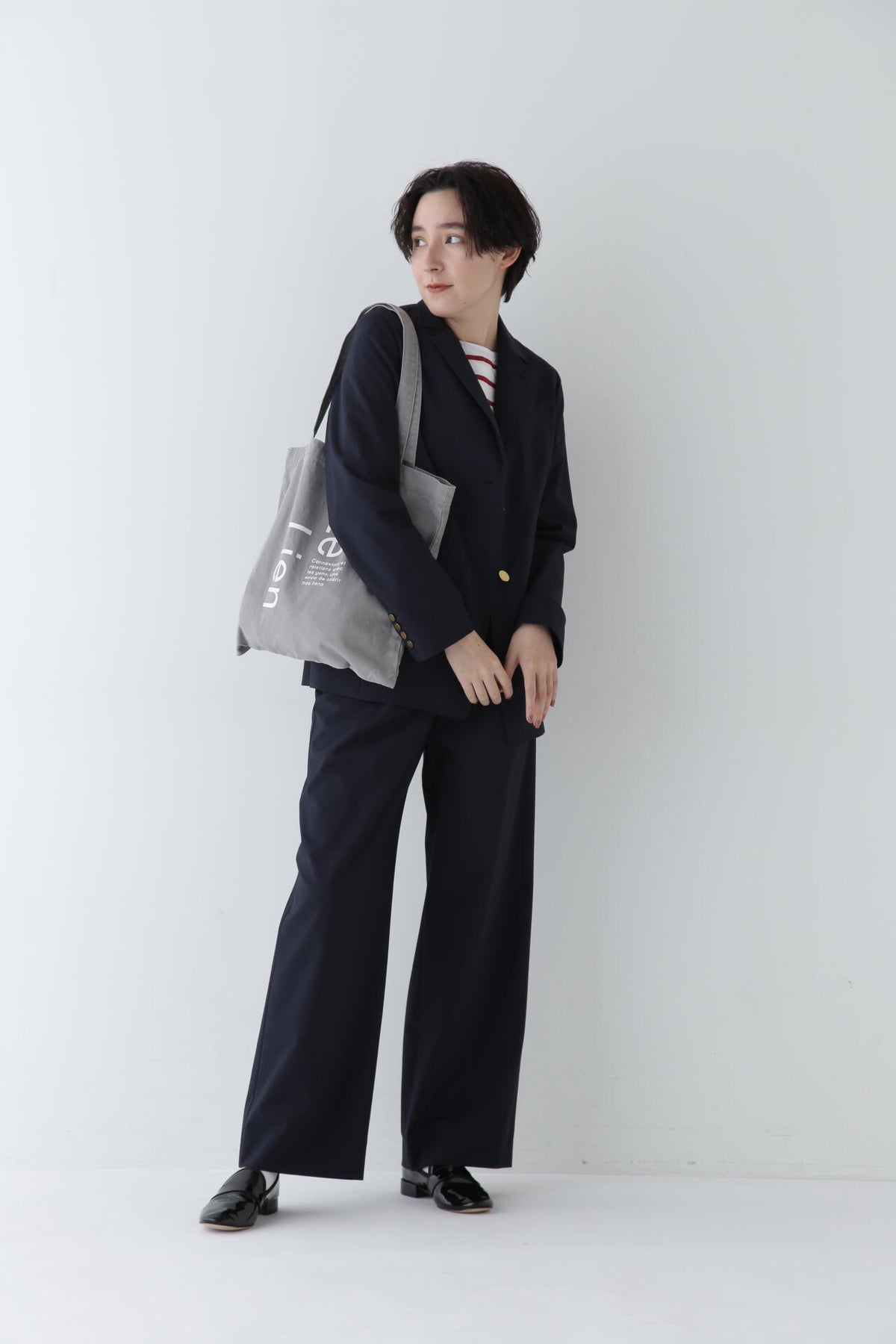 【WEB限定サイズ】Pレーヨン麻ポプリンマーベルトセミワイドパンツ