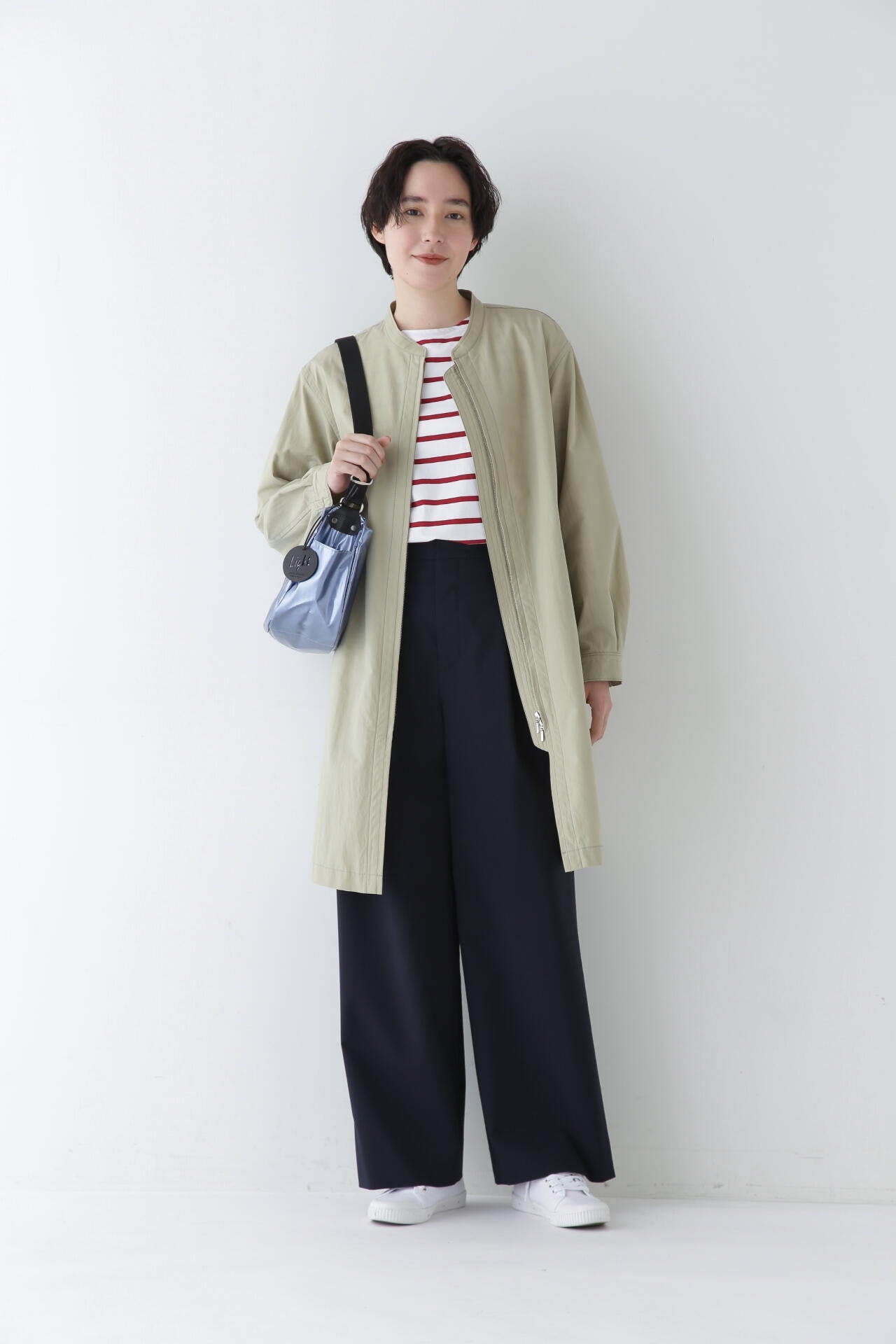 【WEB限定サイズ】Pレーヨン麻ポプリンマーベルトセミワイドパンツ