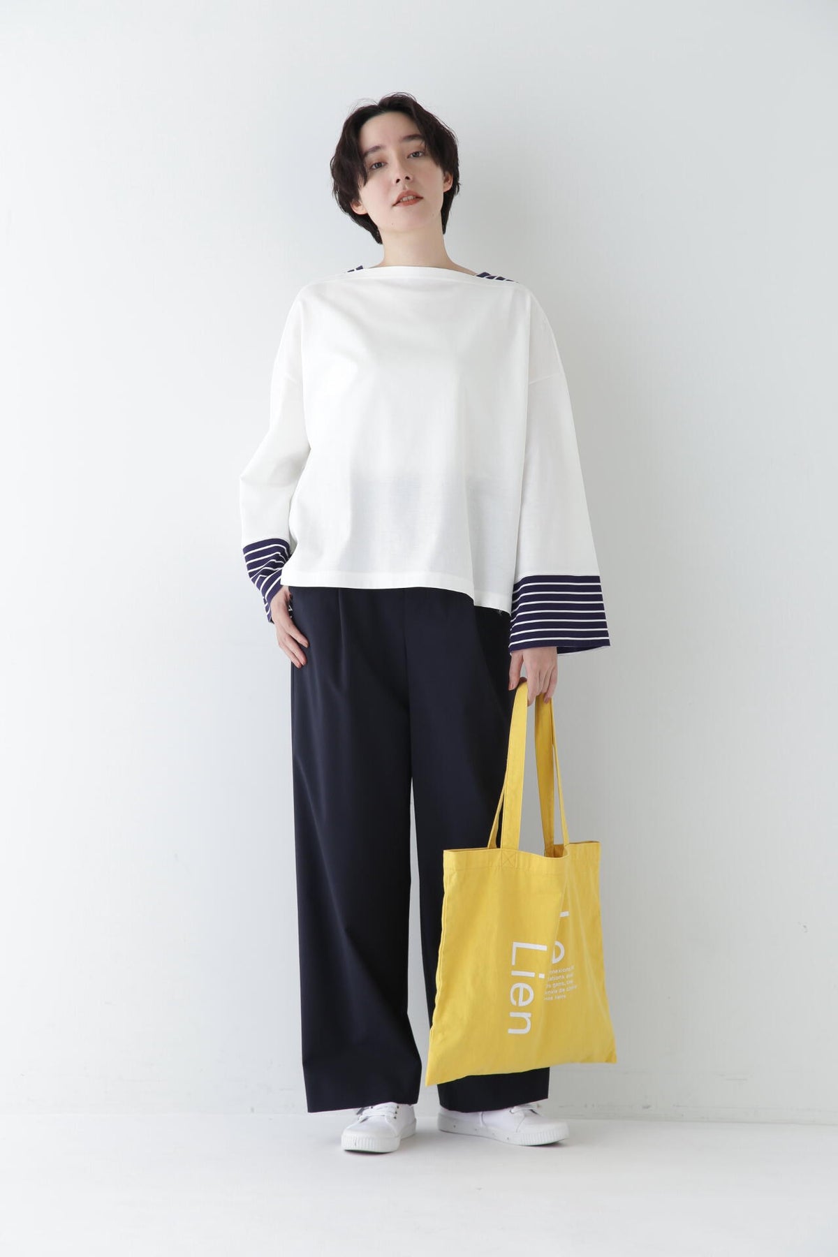 【WEB限定サイズ】Pレーヨン麻ポプリンマーベルトセミワイドパンツ
