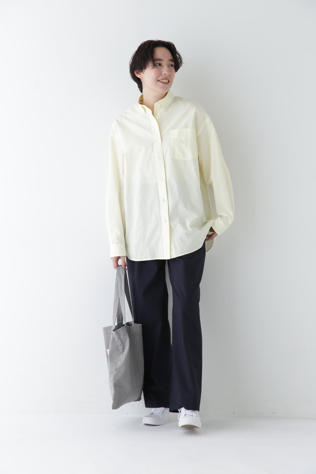 【WEB限定サイズ】Pレーヨン麻ポプリンマーベルトセミワイドパンツ