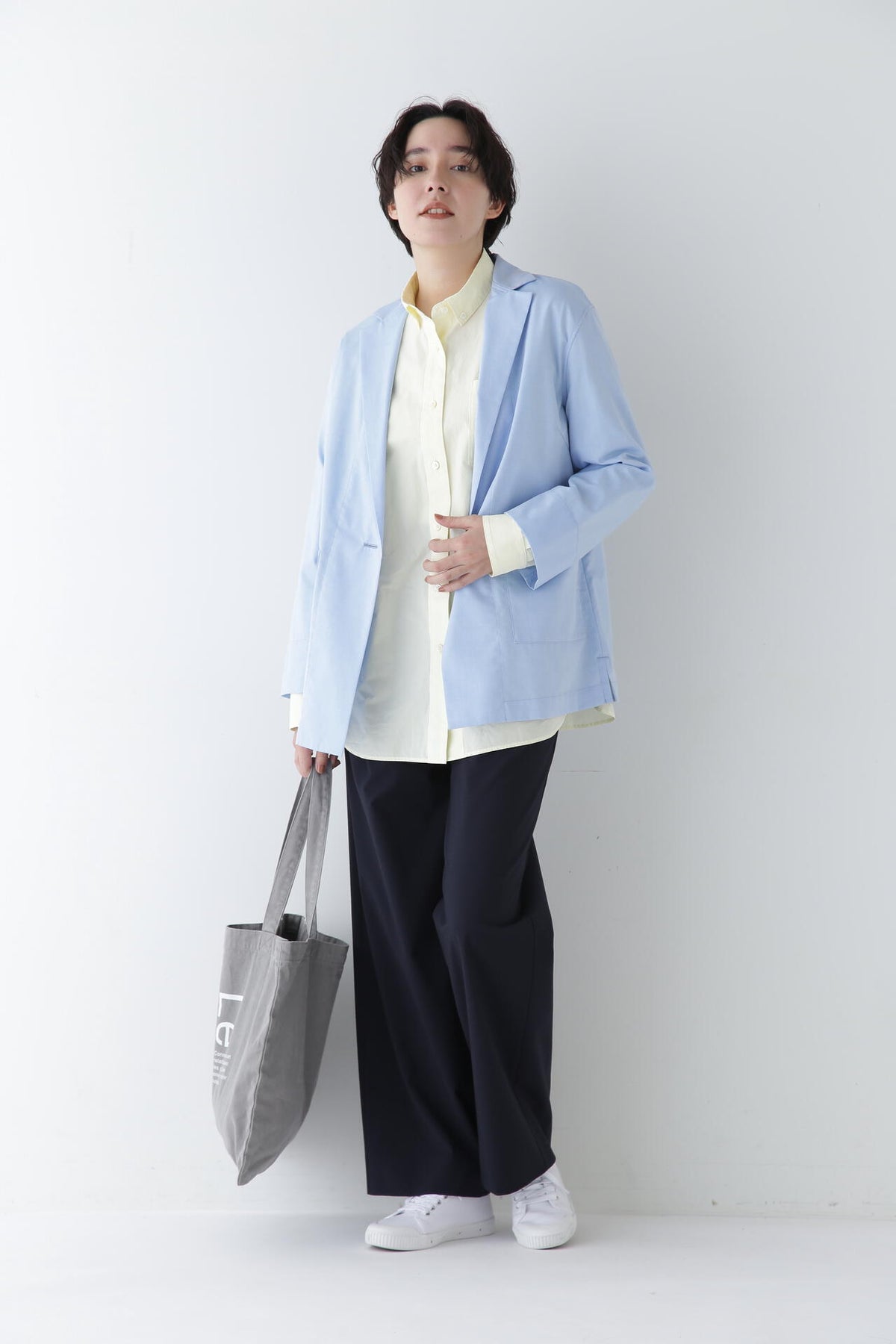 【WEB限定サイズ】Pレーヨン麻ポプリンマーベルトセミワイドパンツ
