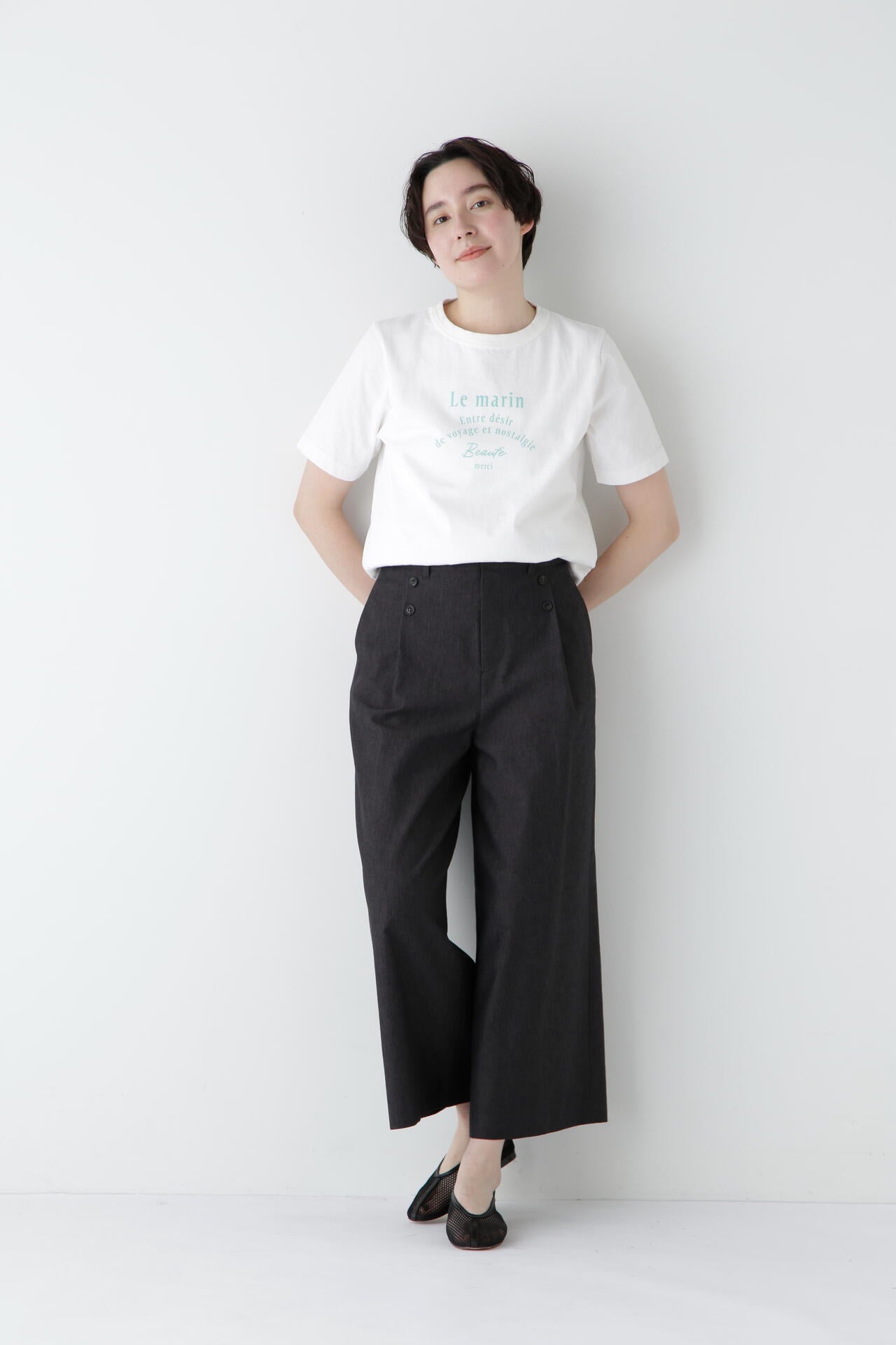 コットンポリレーヨンリネンマリンパンツ