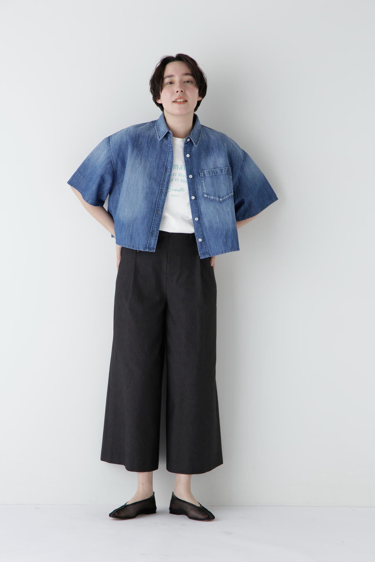 コットンポリレーヨンリネンマリンパンツ