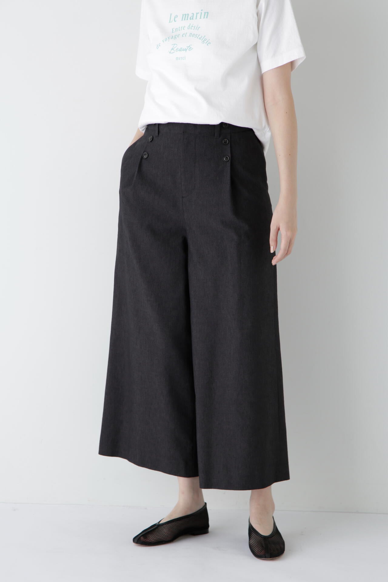 コットンポリレーヨンリネンマリンパンツ