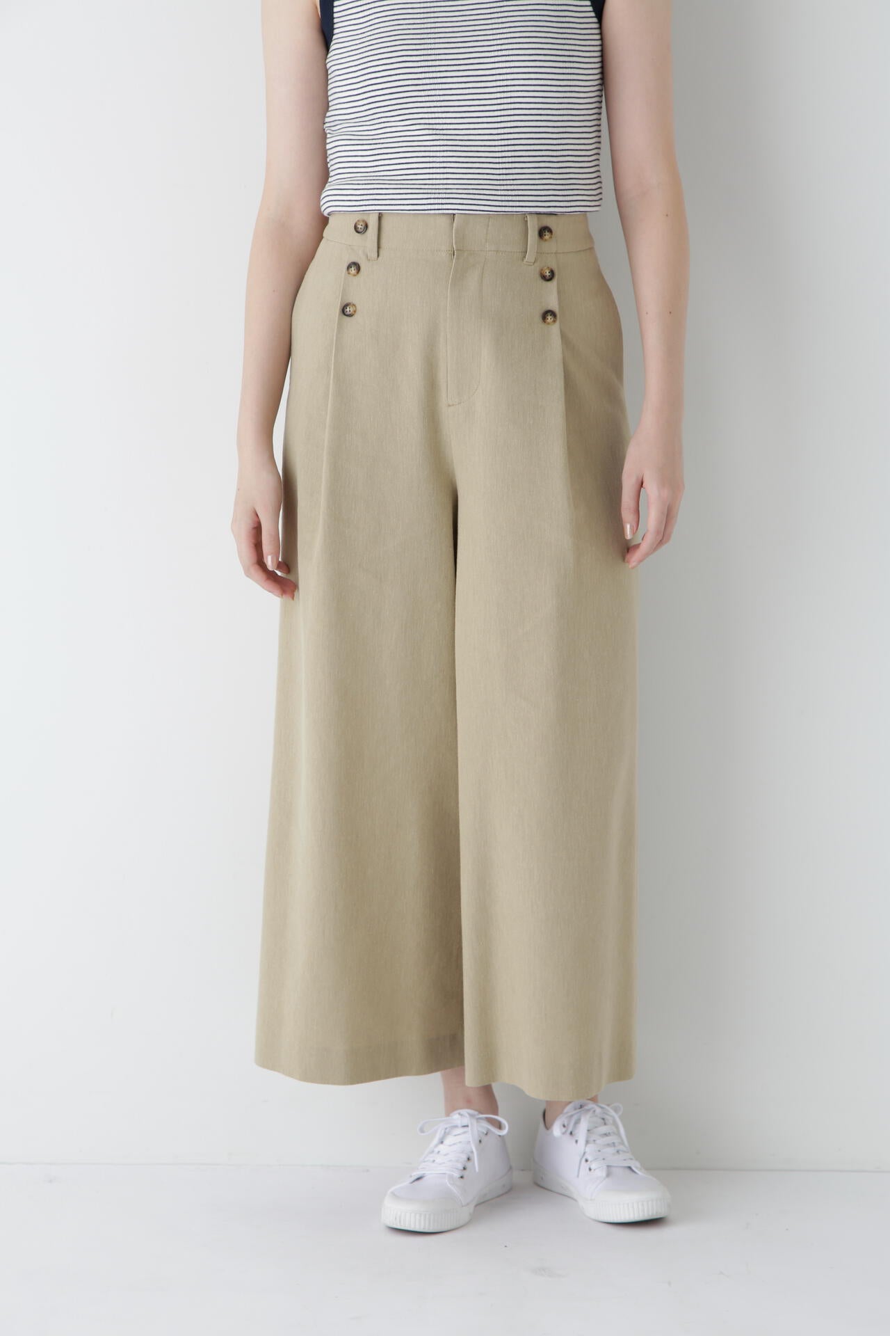 コットンポリレーヨンリネンマリンパンツ