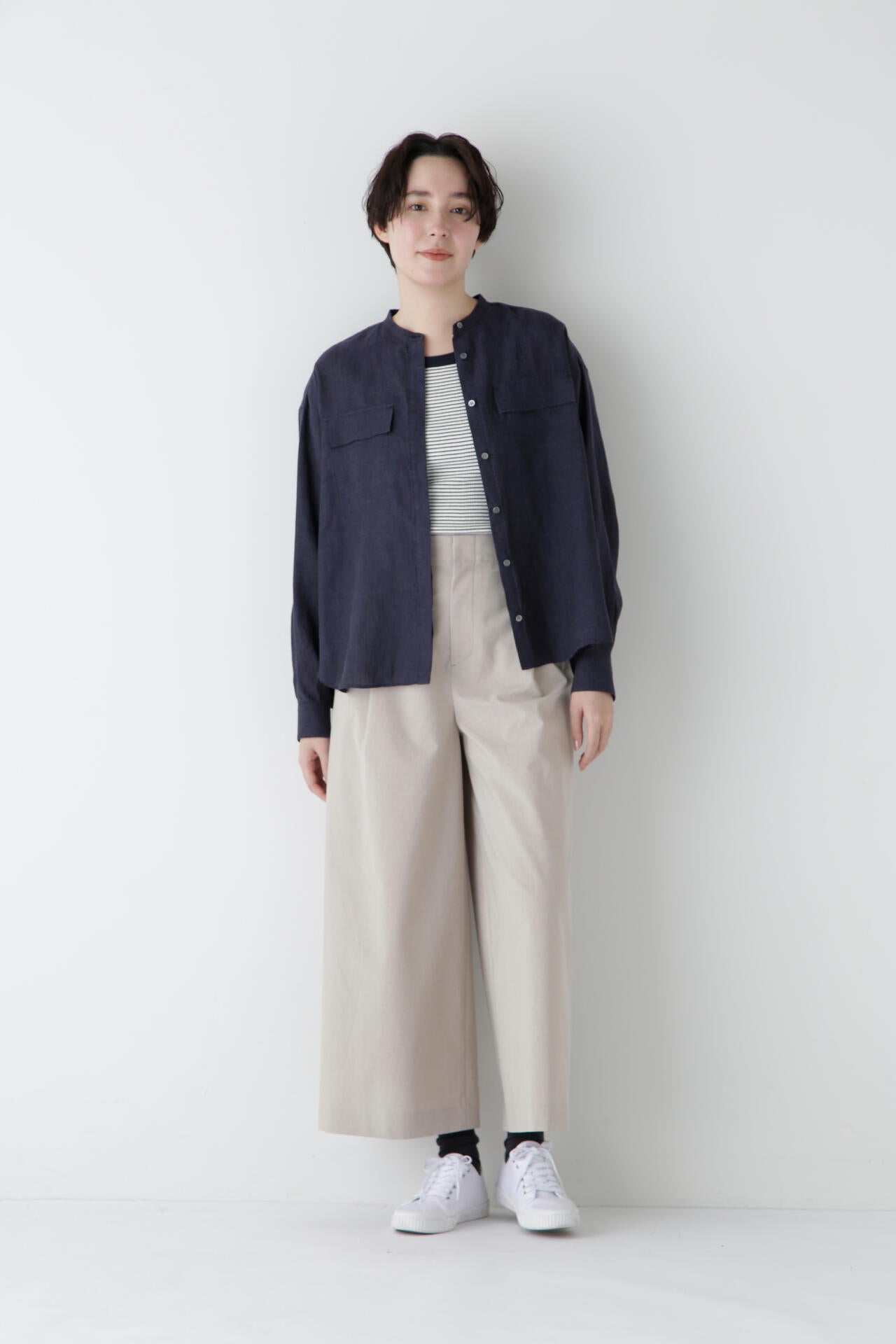 コットンポリレーヨンリネンマリンパンツ