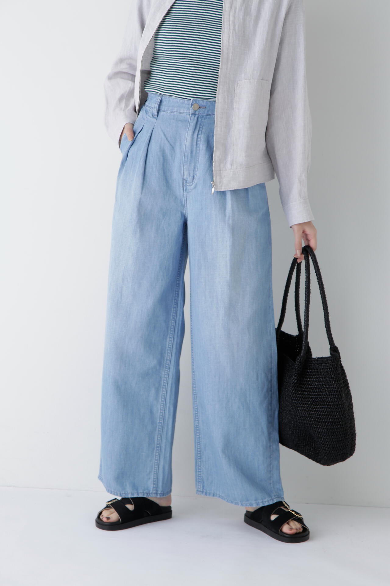 【Healthy DENIMコラボ】タックワイドデニムパンツ