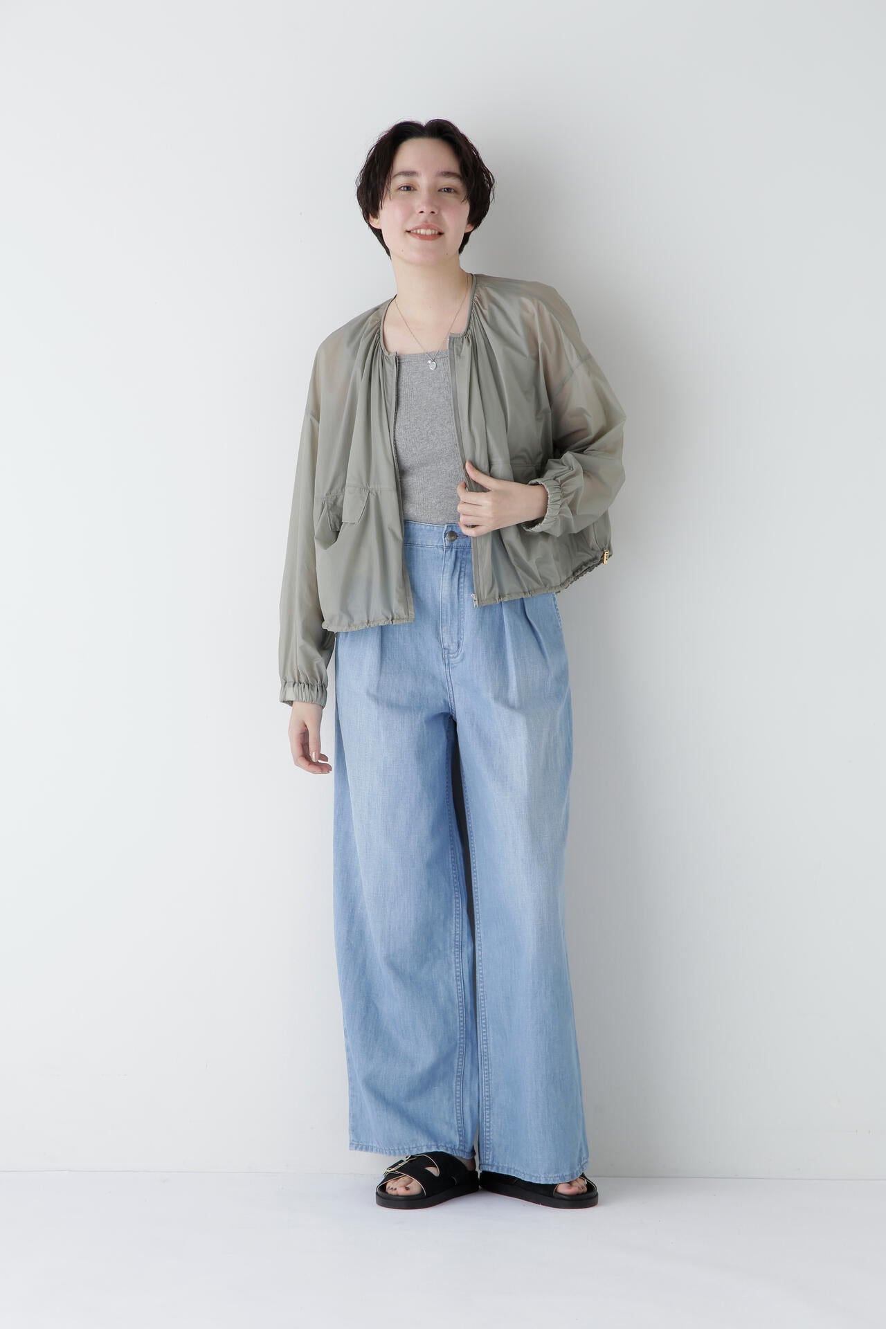 【Healthy DENIMコラボ】タックワイドデニムパンツ