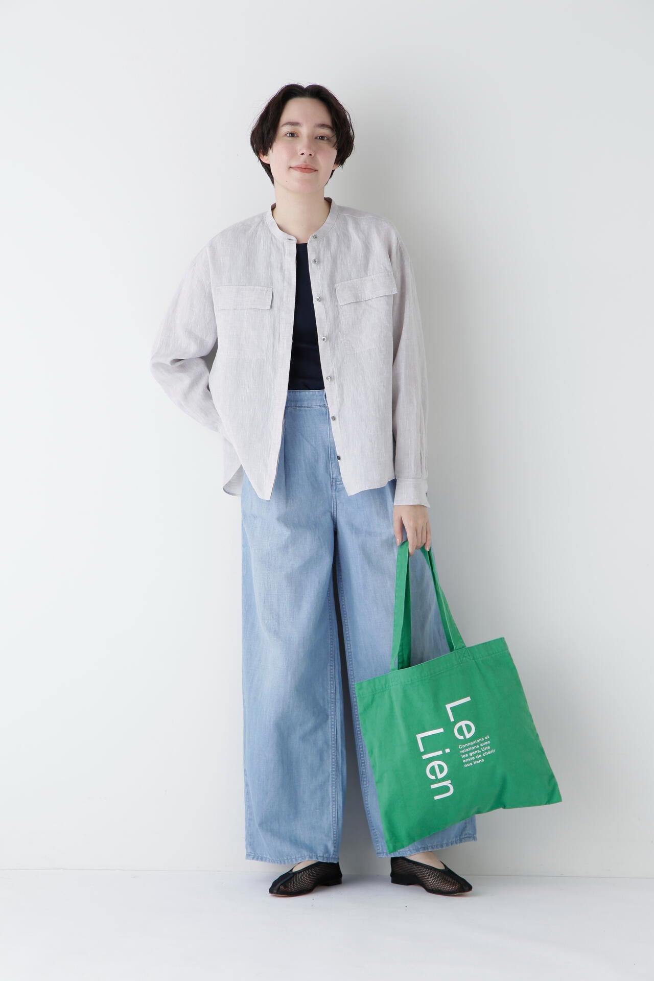 【Healthy DENIMコラボ】タックワイドデニムパンツ