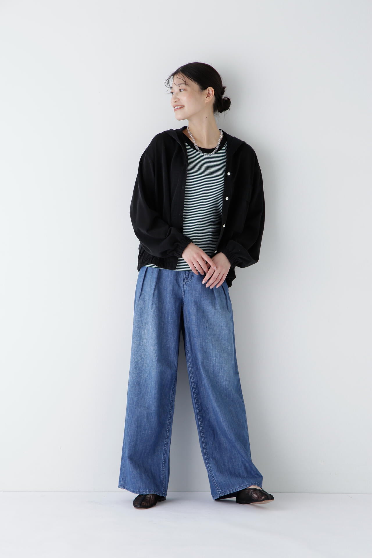 【Healthy DENIMコラボ】タックワイドデニムパンツ