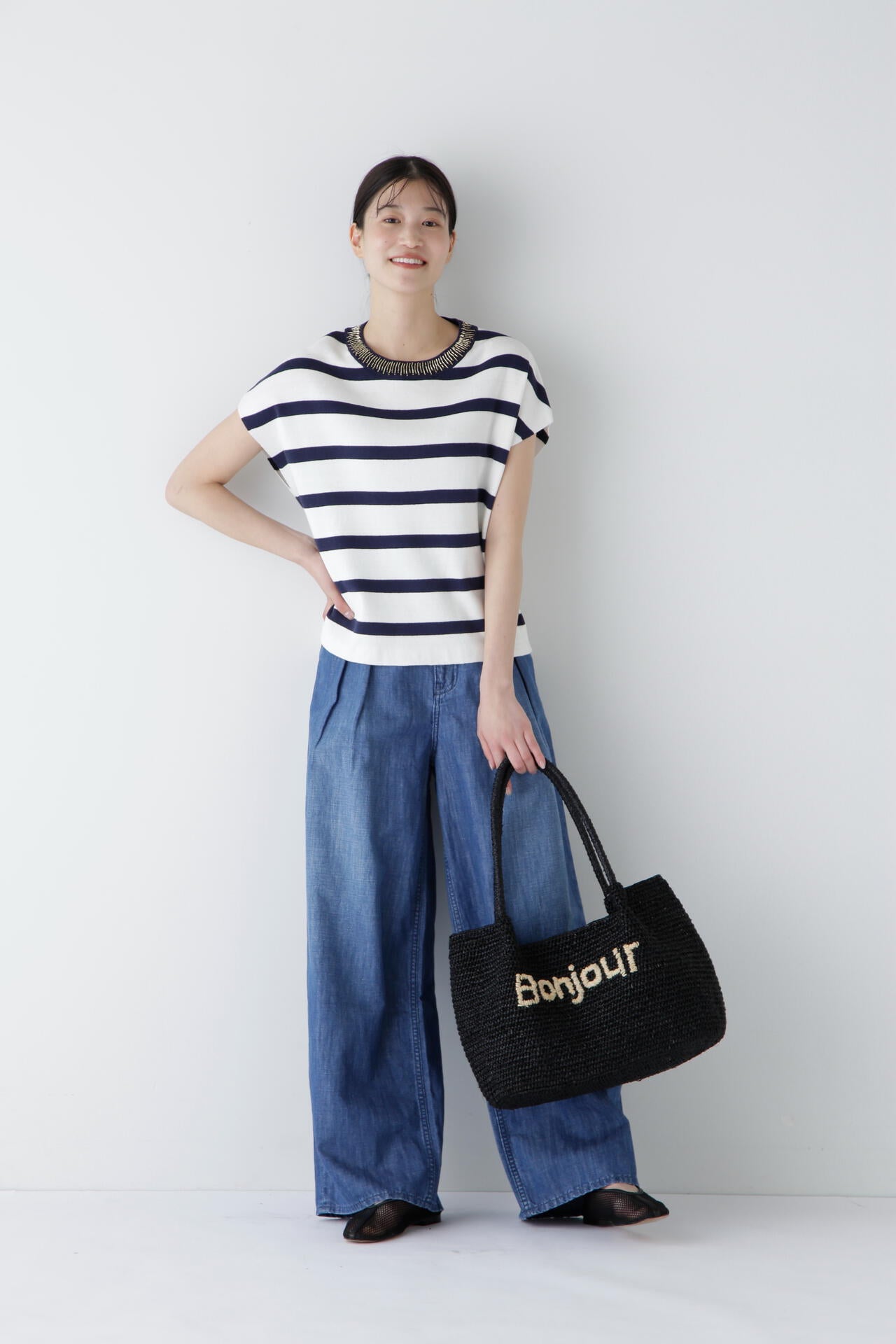 【Healthy DENIMコラボ】タックワイドデニムパンツ