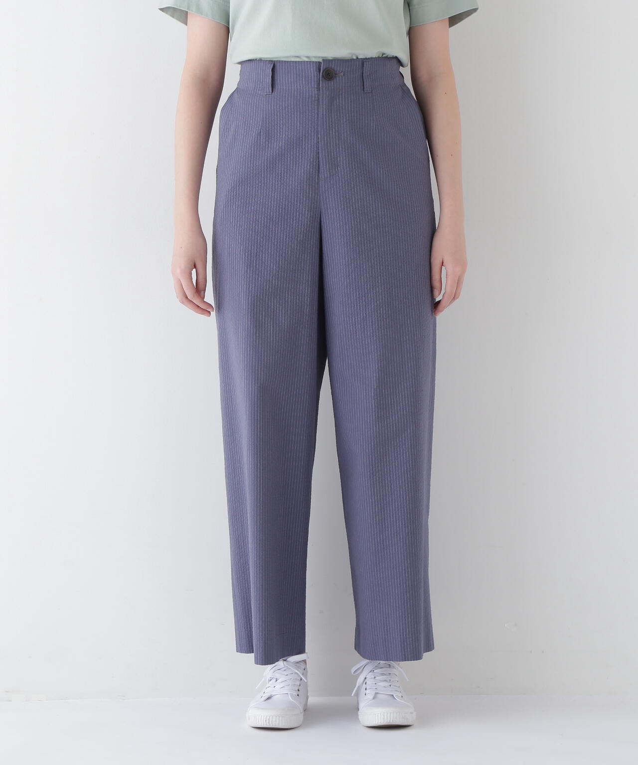シアサッカーストライプセミワイドパンツ