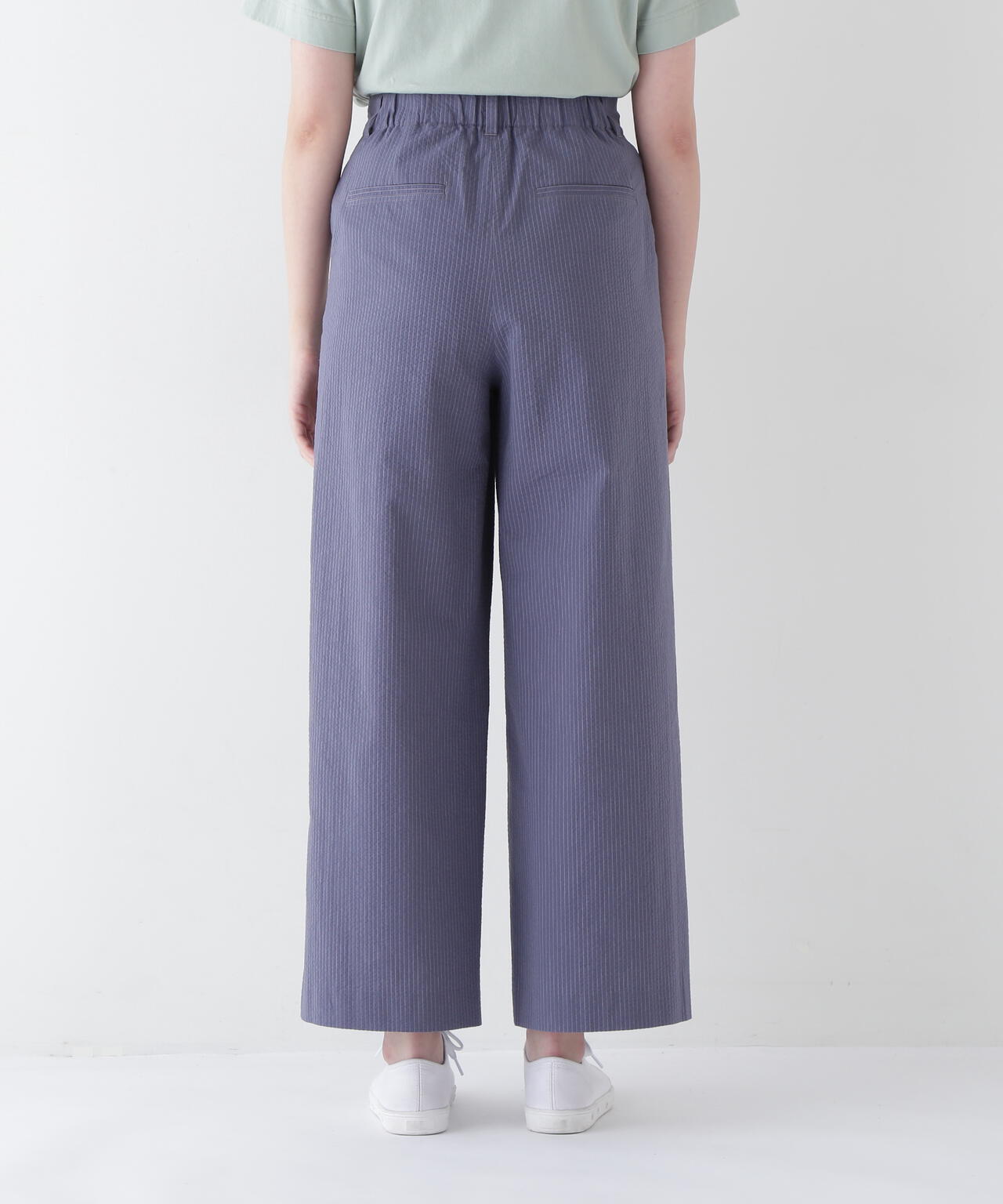 シアサッカーストライプセミワイドパンツ