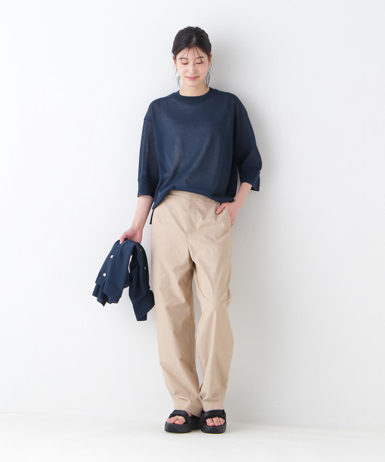 【UVカット・接触冷感】クールマックス混ストレートパンツ