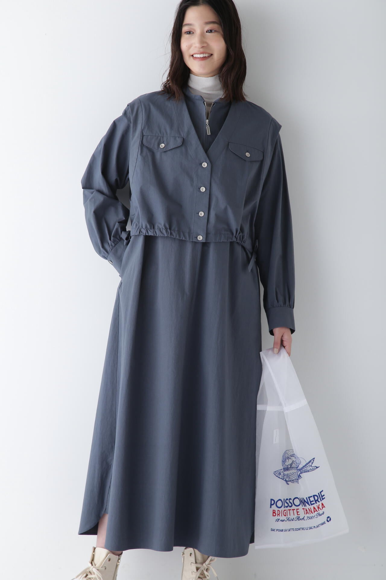 コットンワッシャー2WAYジレセットワンピース