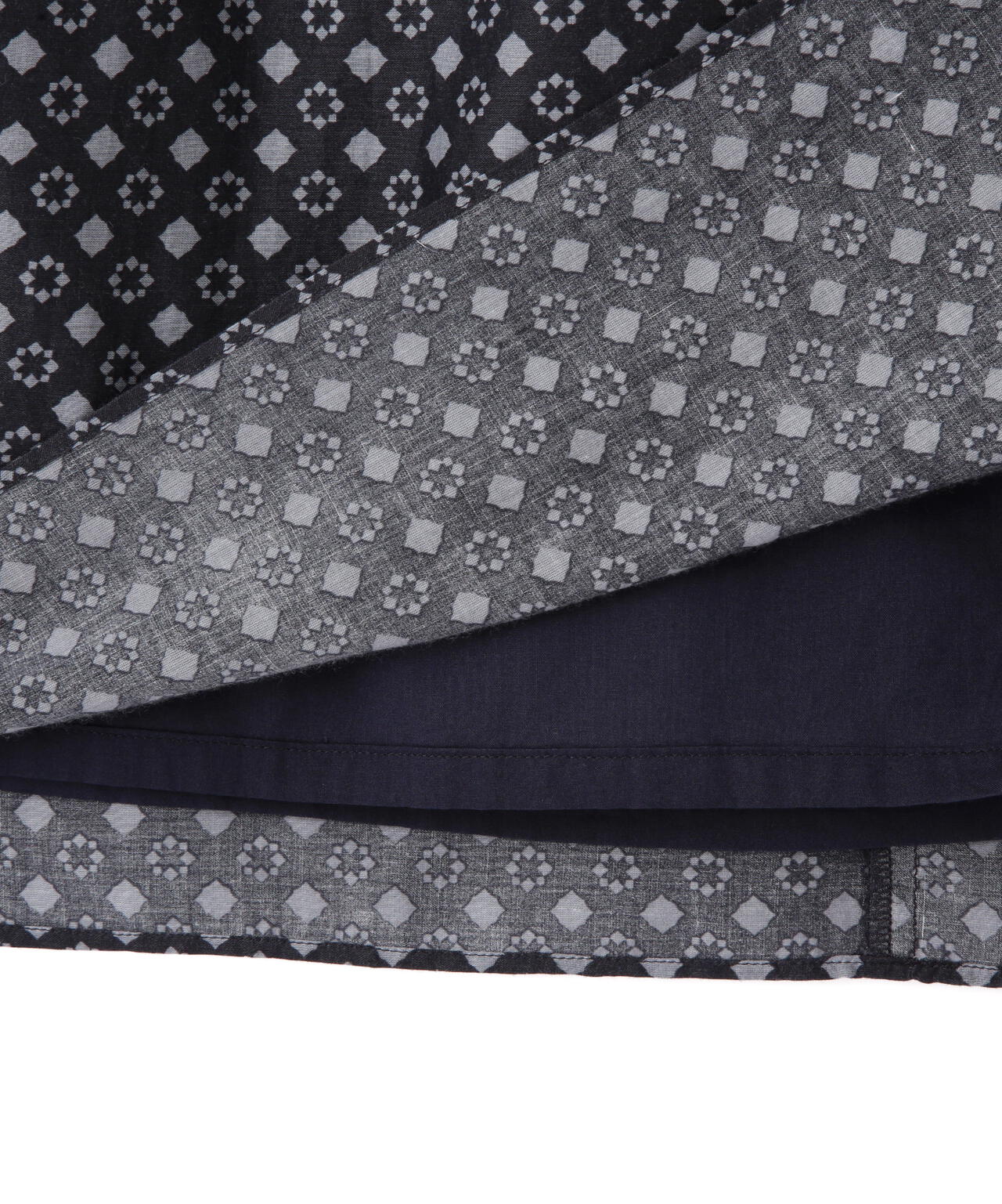 コットンセルロースパネル幾何プリントフレアスリーブワンピース