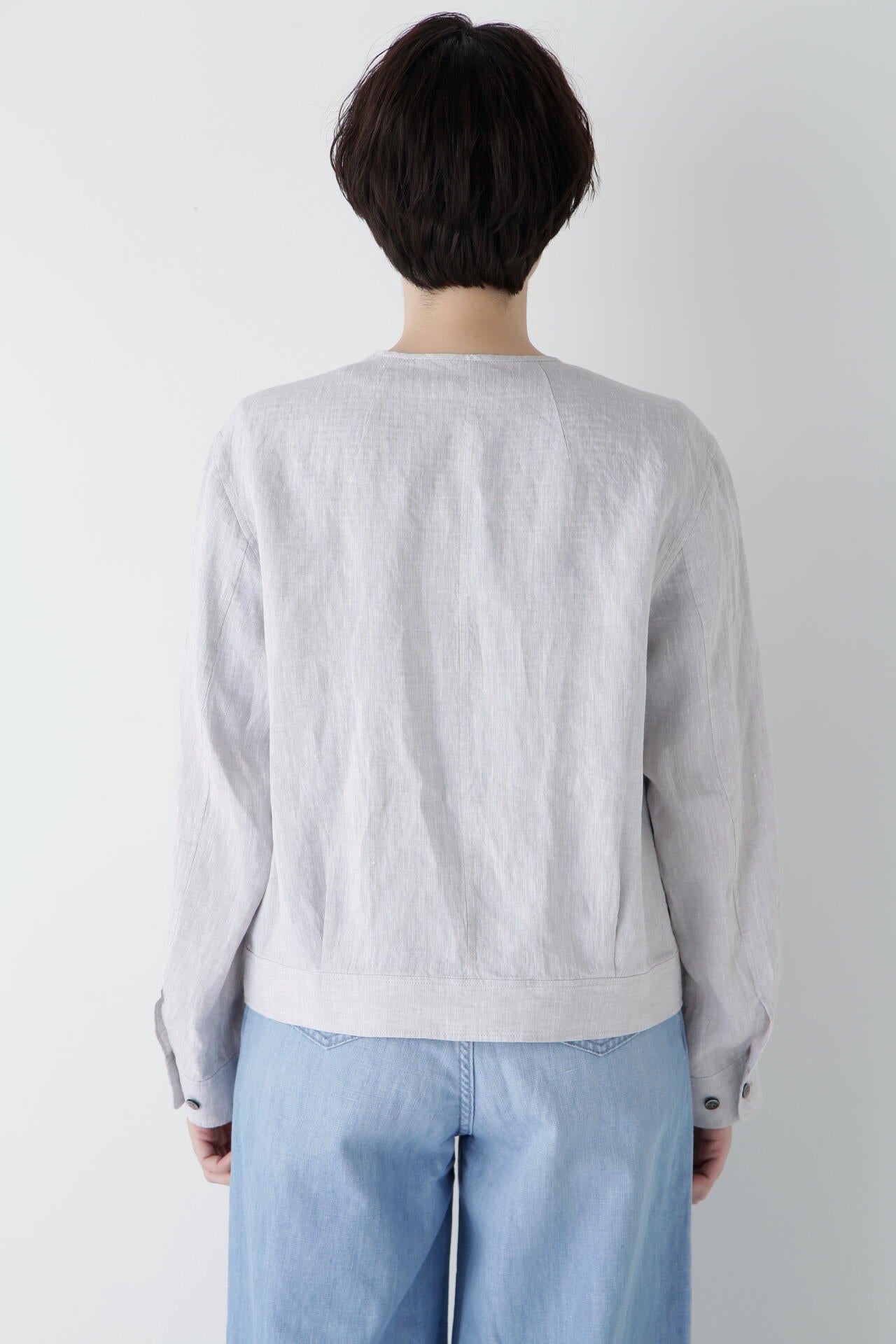 ハードマンリネンノーカラージップブルゾン