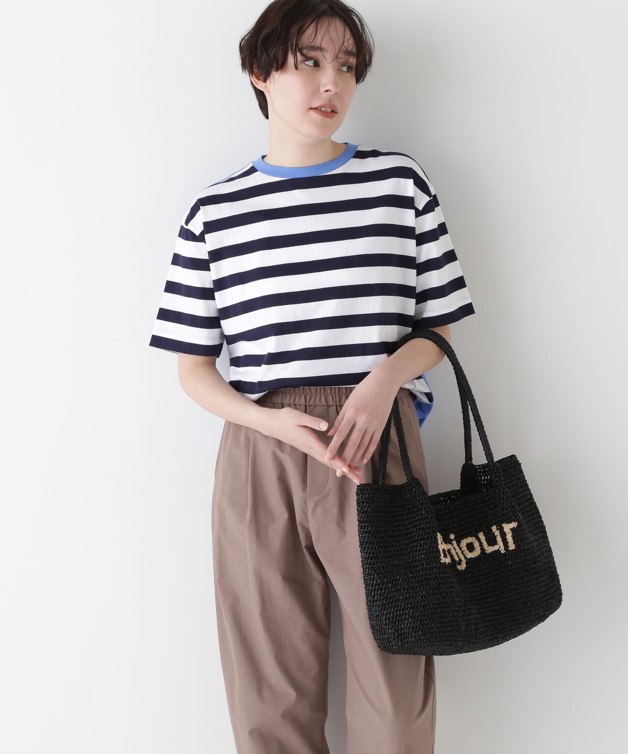 シルケット天竺ボーダーカットソー