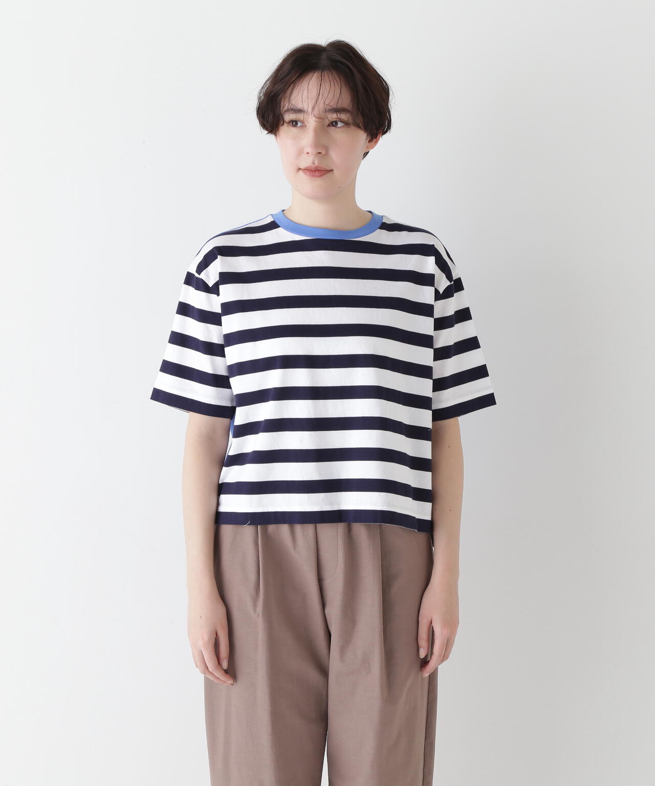 シルケット天竺ボーダーカットソー