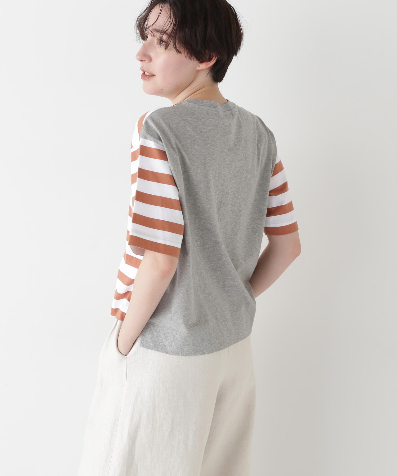 シルケット天竺ボーダーカットソー