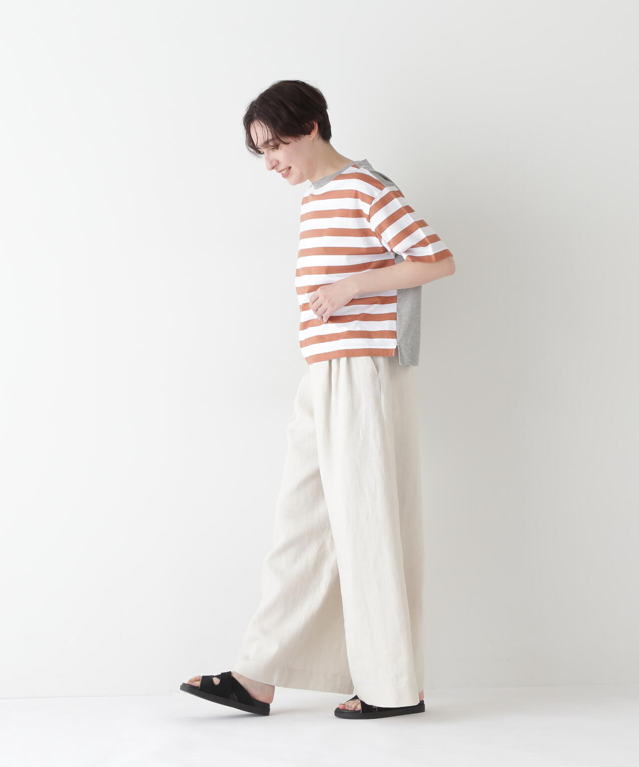 シルケット天竺ボーダーカットソー