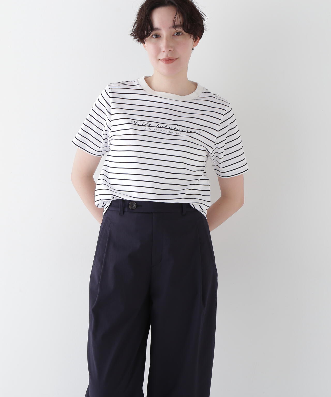 天竺ボーダーロゴTシャツ