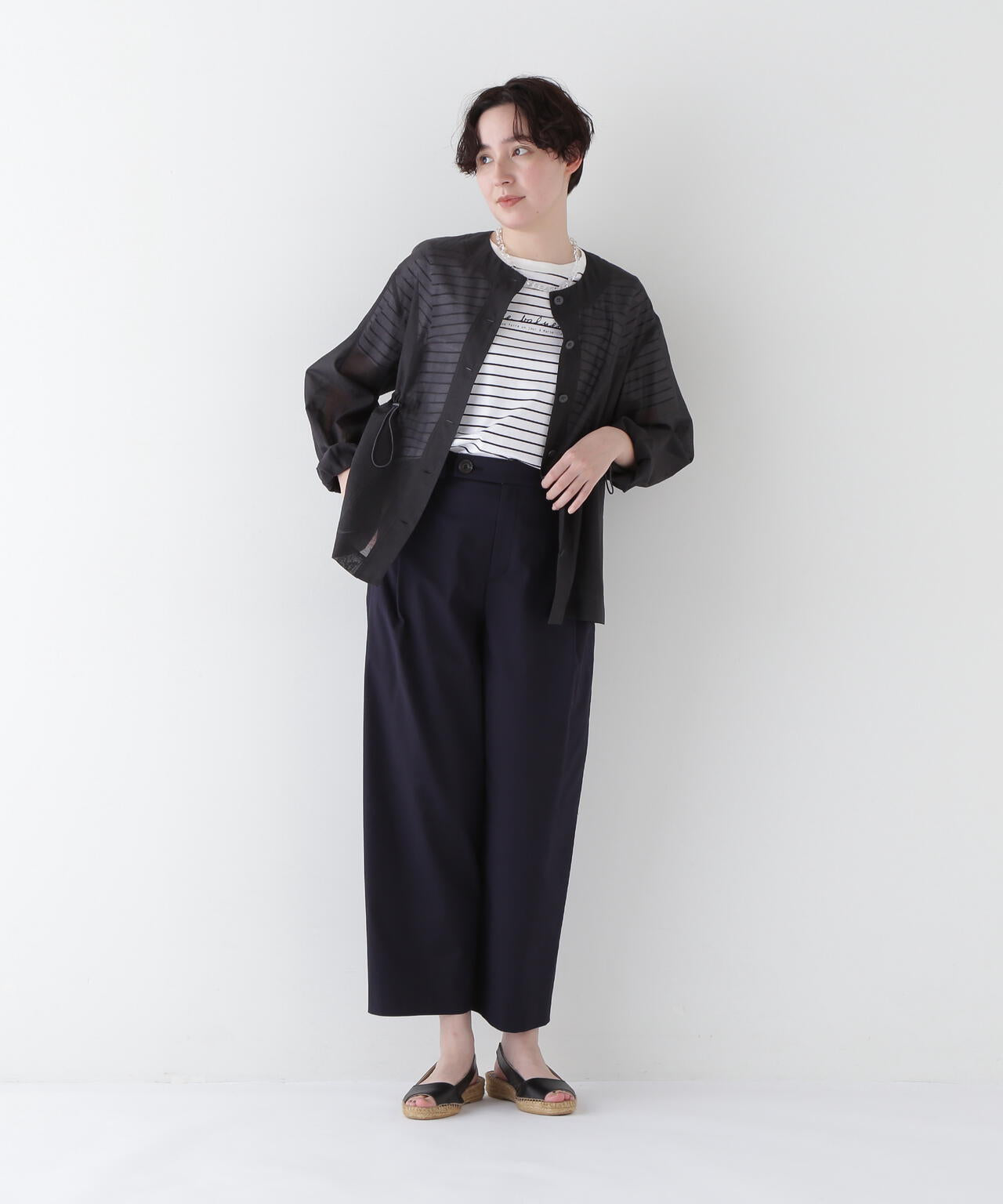 天竺ボーダーロゴTシャツ