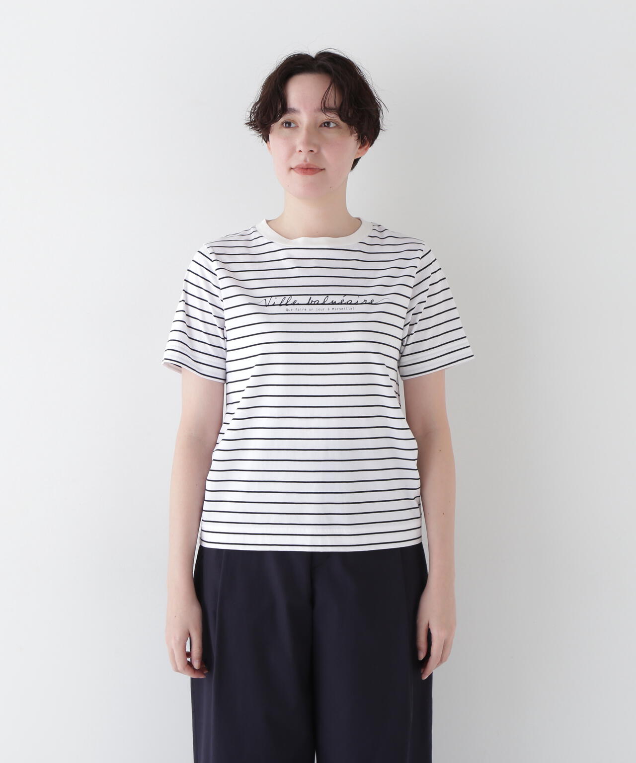 天竺ボーダーロゴTシャツ