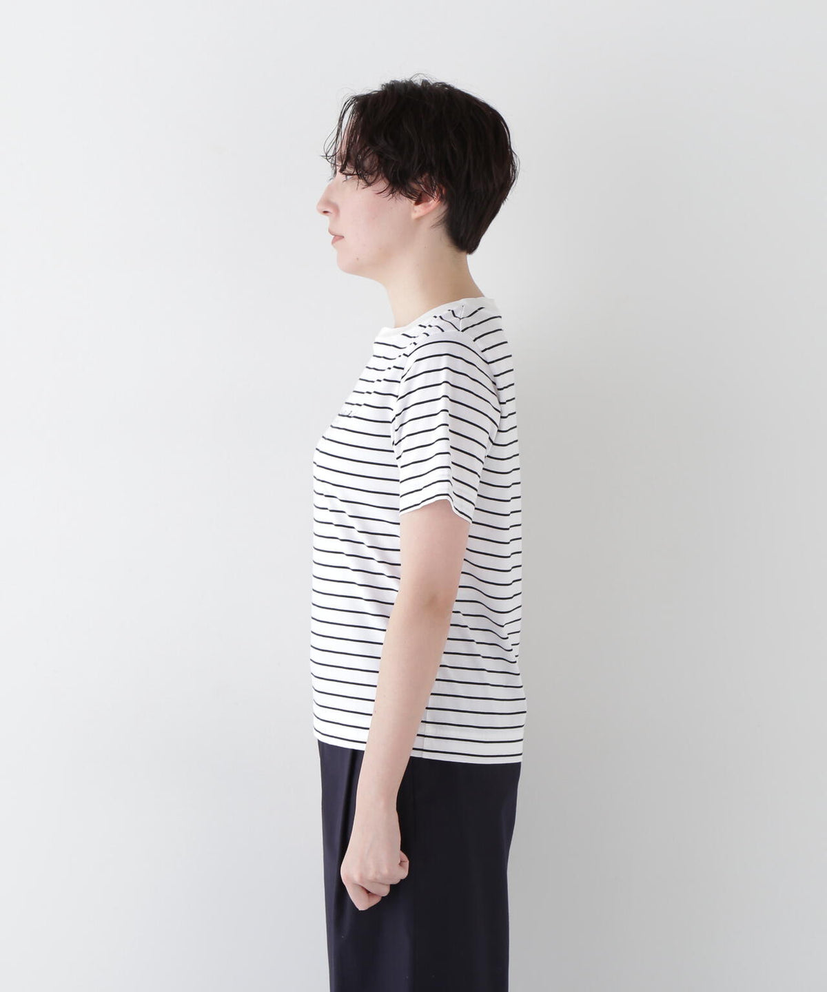 天竺ボーダーロゴTシャツ