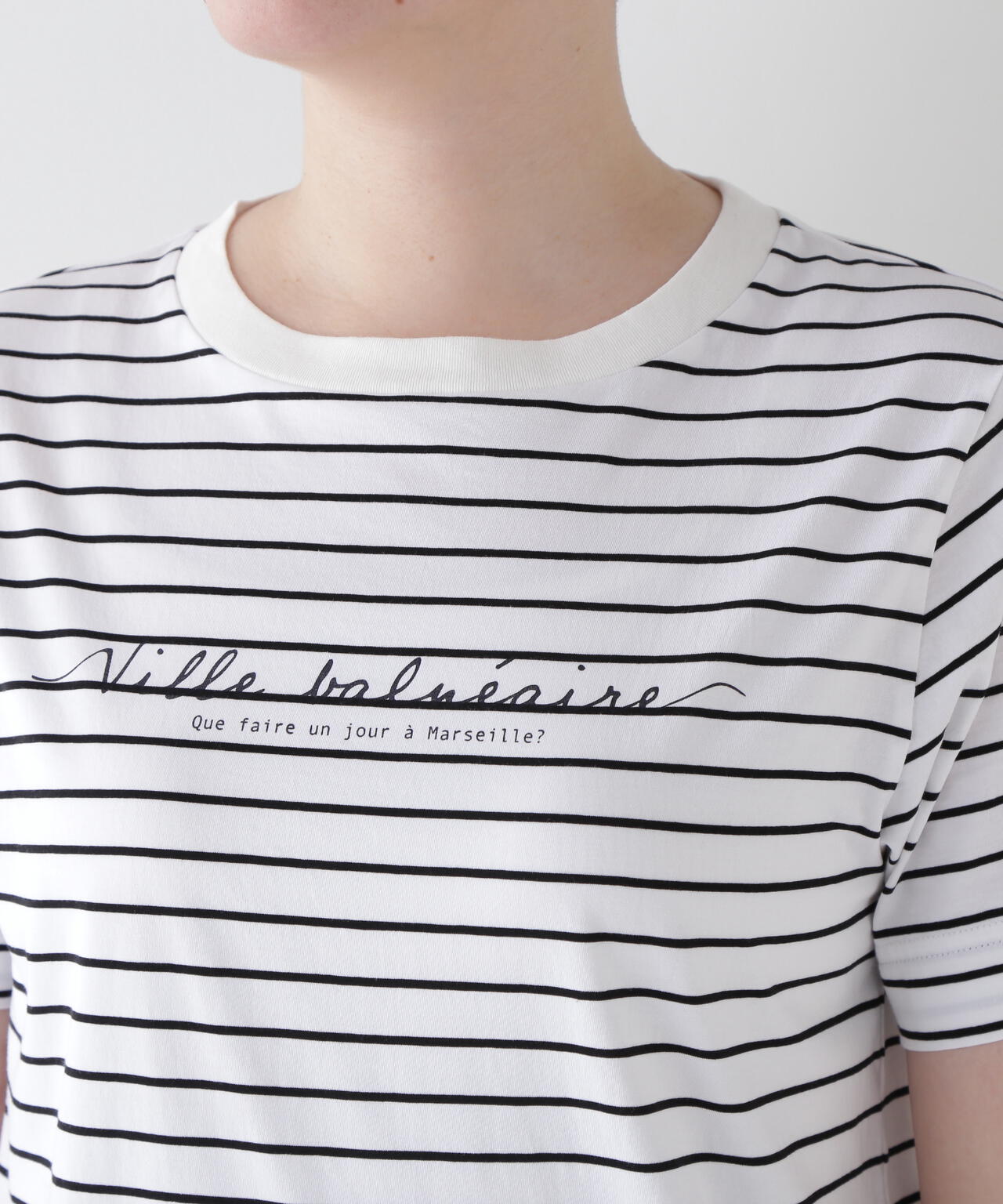 天竺ボーダーロゴTシャツ