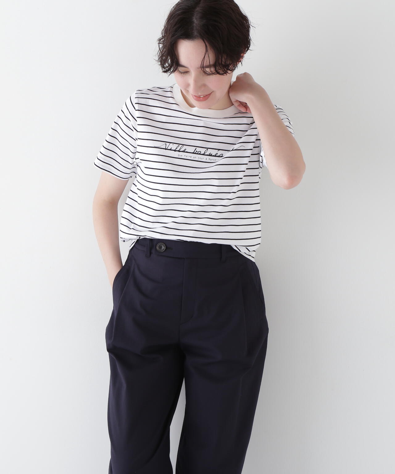 天竺ボーダーロゴTシャツ