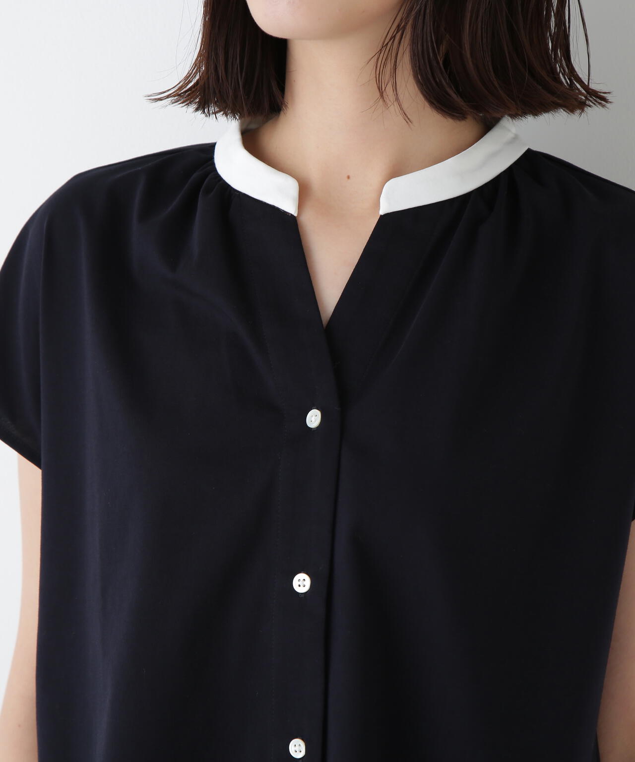 フレンチスリーブカットソークレリックブラウス