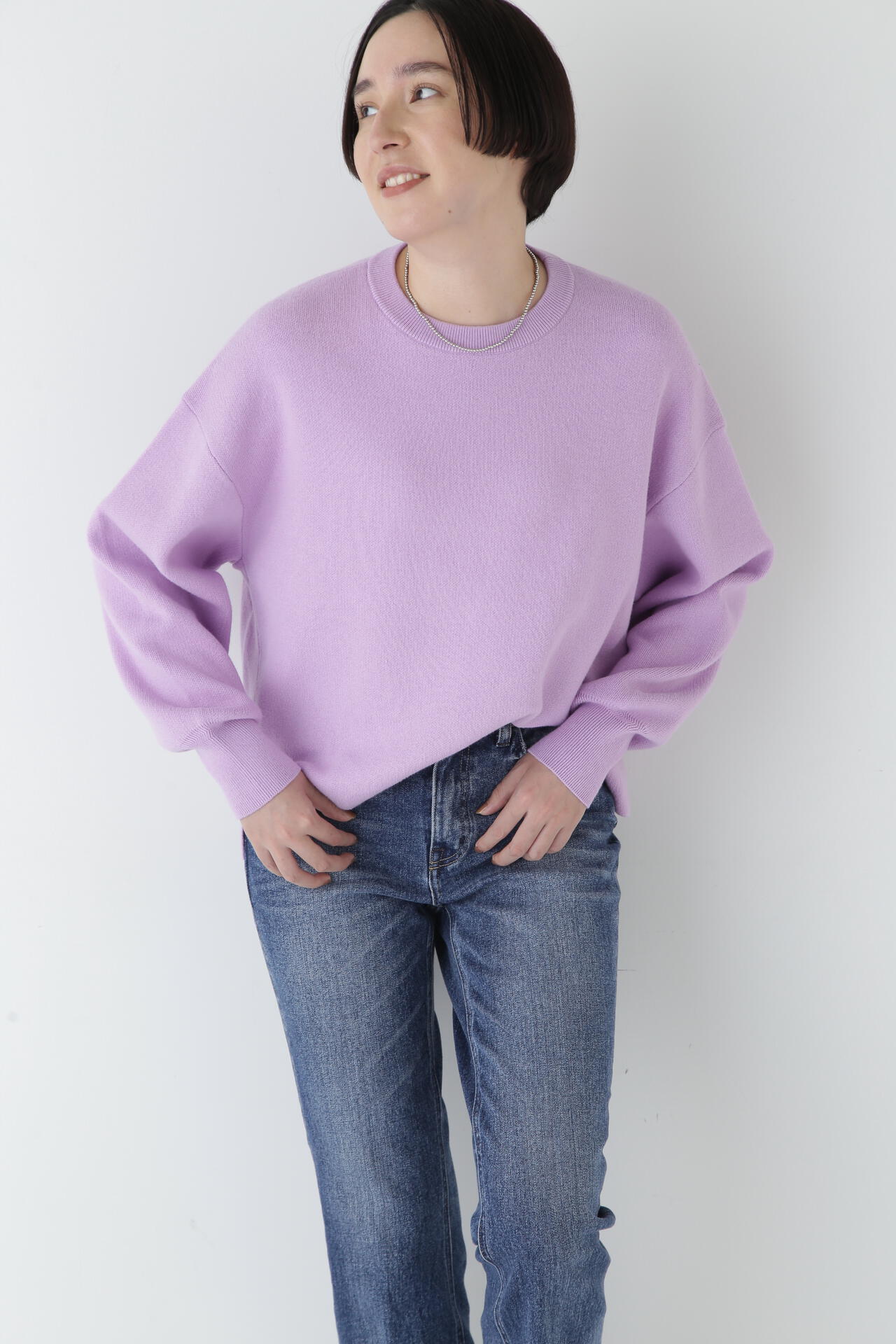 【ウォッシャブル】コットンカシミヤジャカードプルオーバー