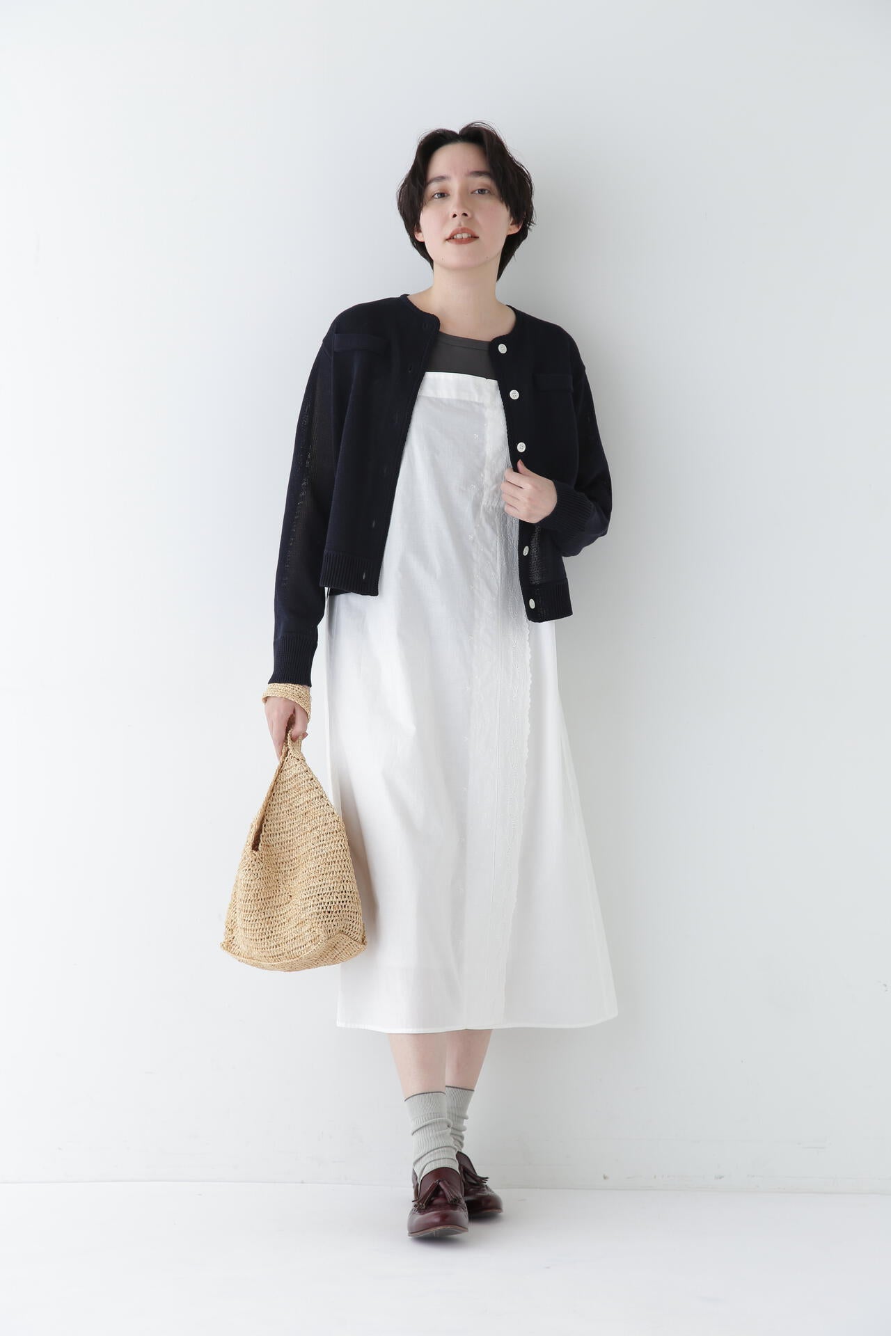 【ウォッシャブル】ミドルゲージギマカーディガン