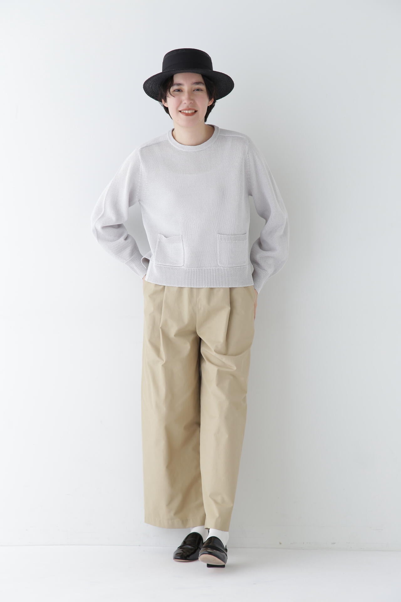 【ウォッシャブル】ミドルゲージギマポケット付プルオーバー